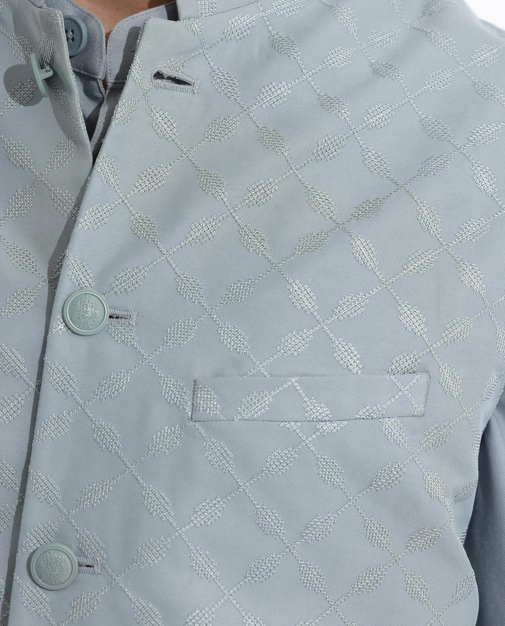 RARE RABBIT MENS MEDO-B DUSKY GREEN BANDI SLEEVELESS MANDARIN COLLAR