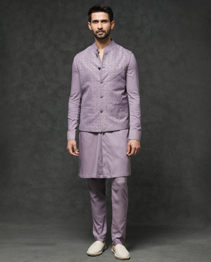 Rare Rabbit Men's Medo-Kpb Pastel Purple Kurta-Suit