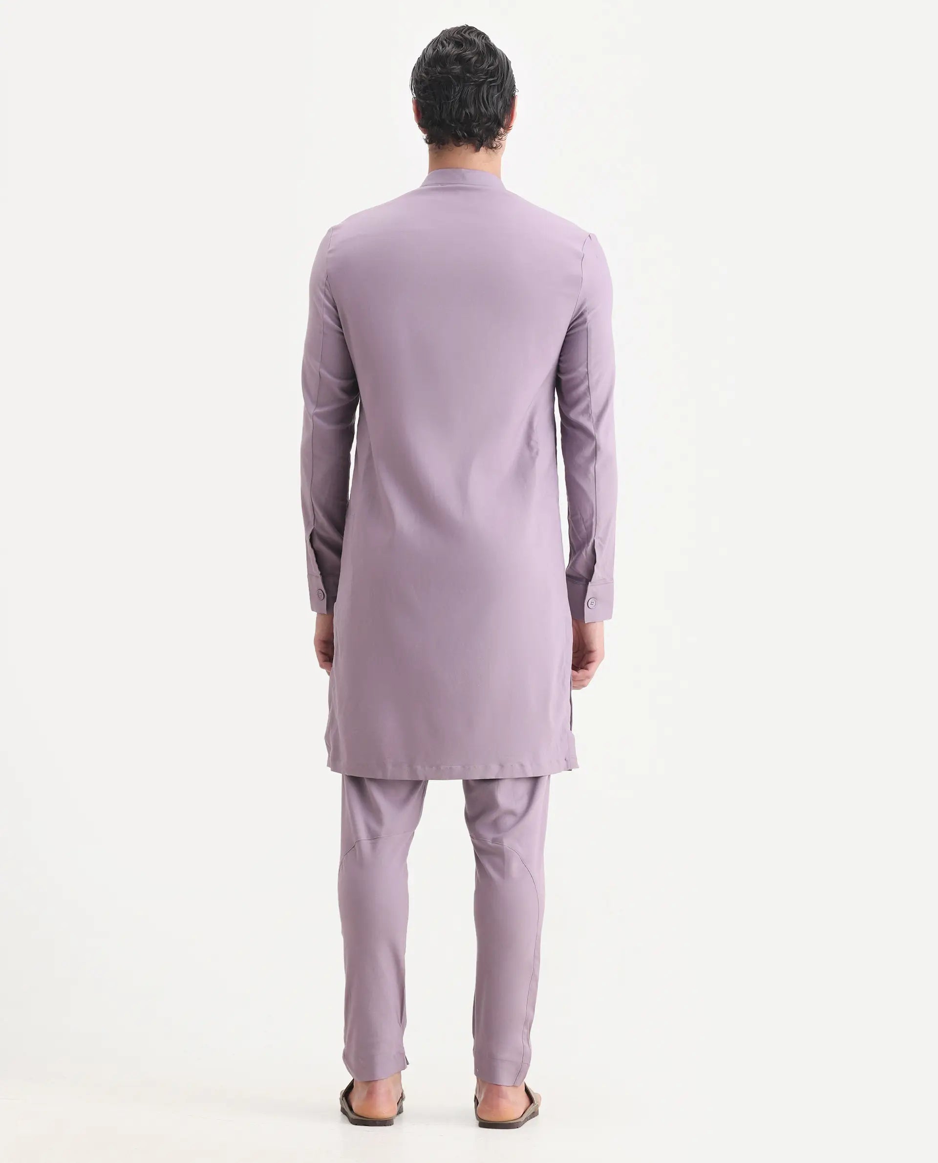 Rare Rabbit Men's Medop Pastel Purple Viscose Plain Slim Fit Pajama