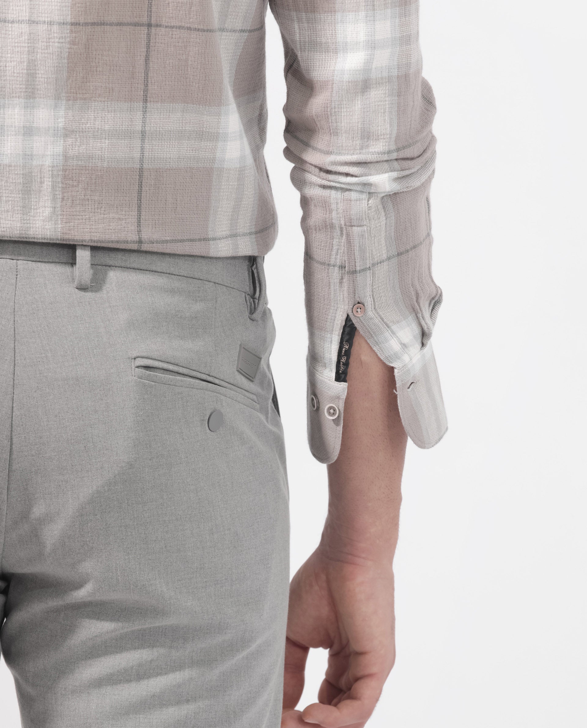 Rare Rabbit Men's Melfi Light Brown Cotton Fabric Full Sleeves Checks Shirt