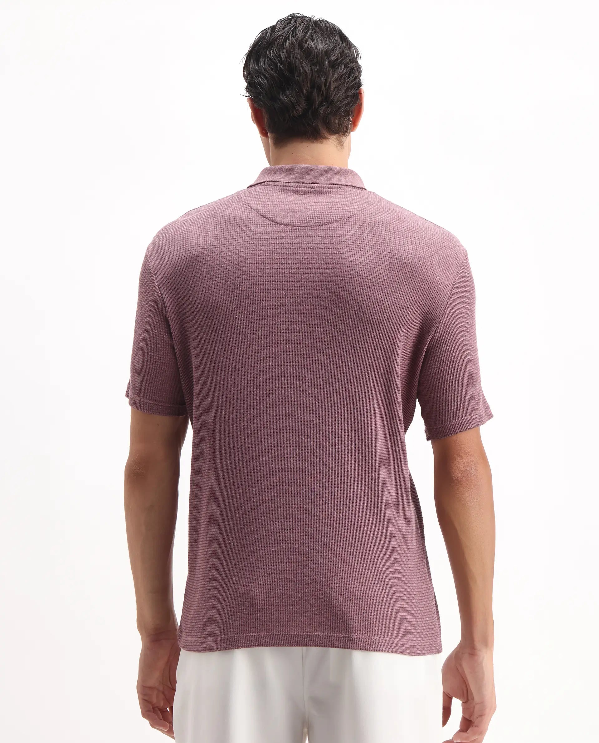 Rare Rabbit Men's Mello Dusky Pink Cotton Plain Regular Fit Half Sleeve Polo