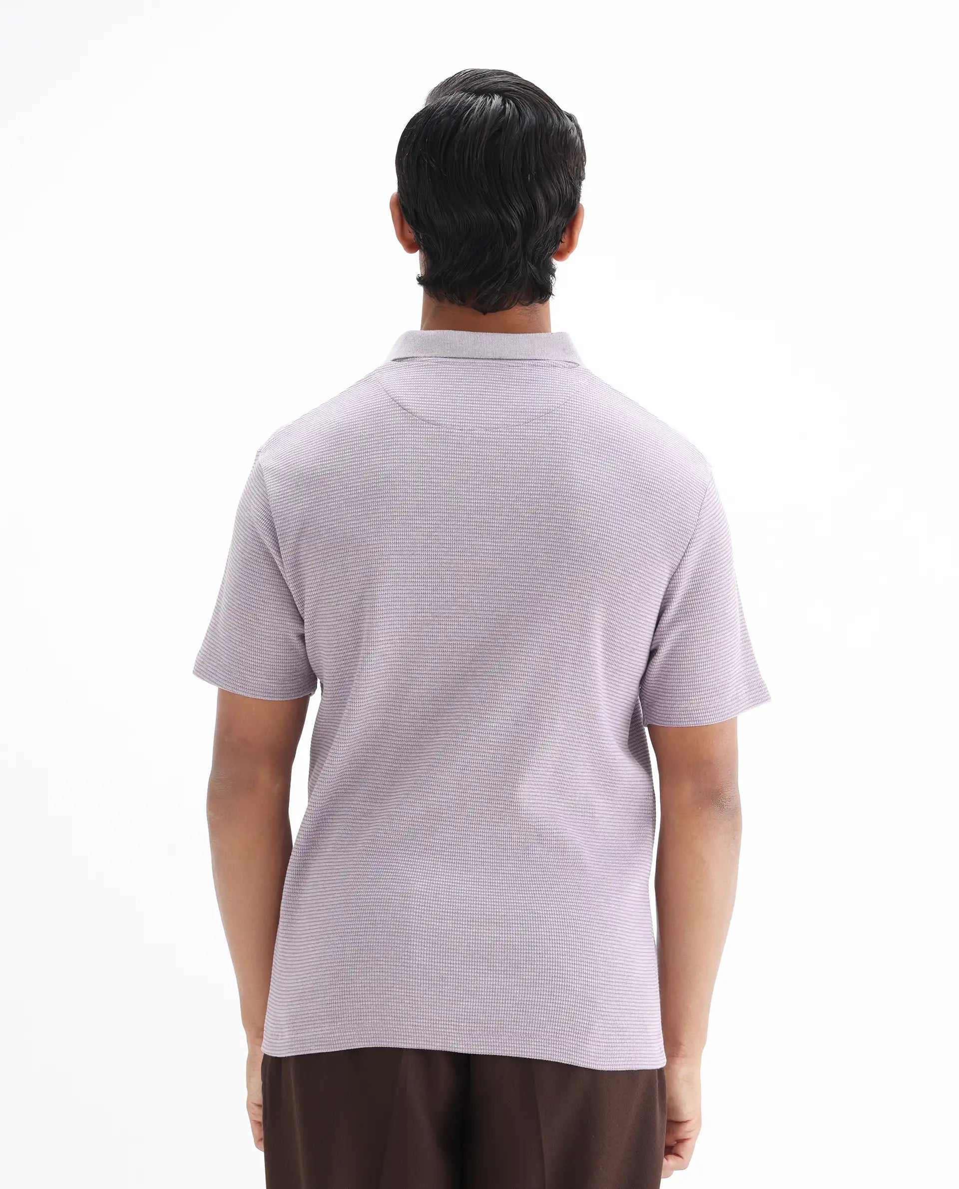 Rare Rabbit Men's Mello Dusky Purple Cotton Plain Regular Fit Half Sleeve Polo