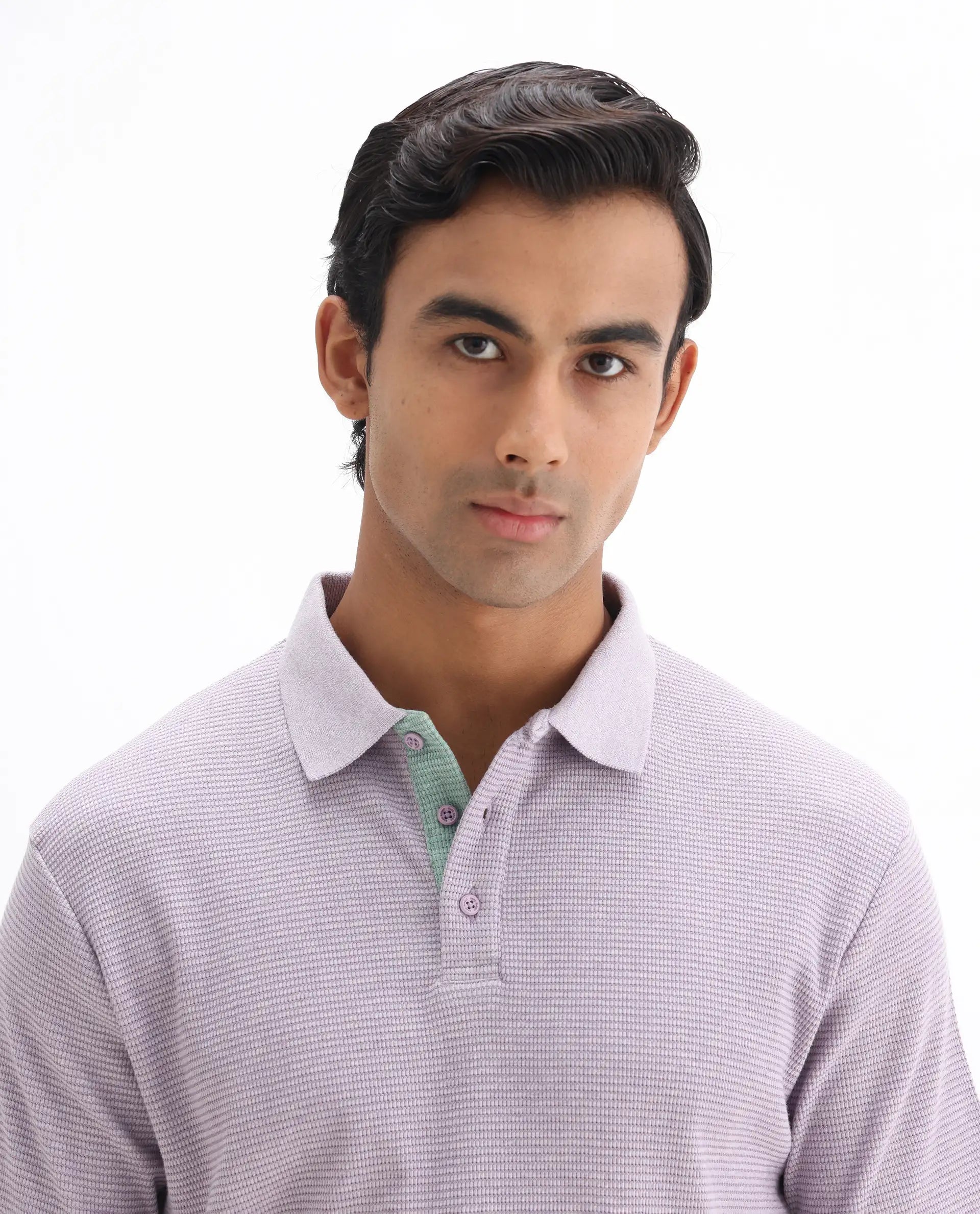 Rare Rabbit Men's Mello Dusky Purple Cotton Plain Regular Fit Half Sleeve Polo