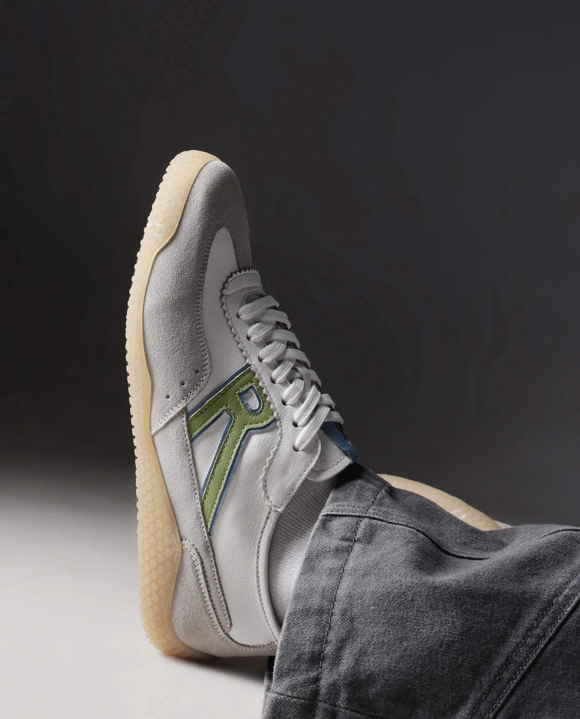 Rare Rabbit Men's Membo White Leather Fabric Sneaker