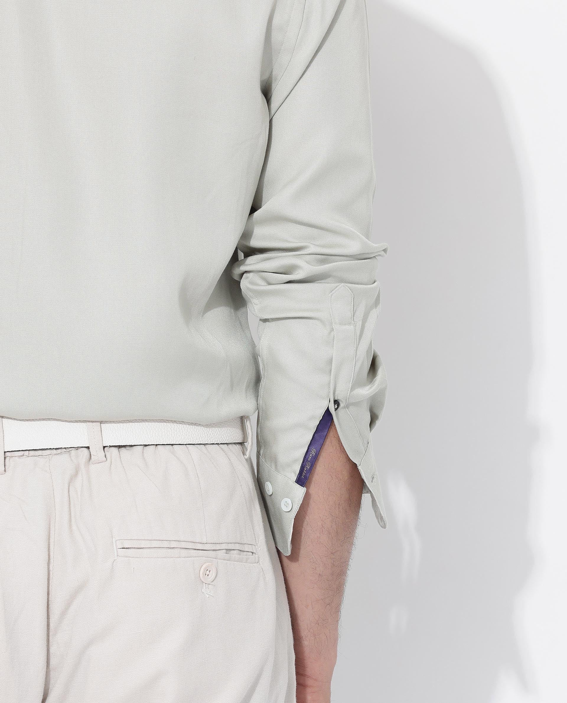 Rare Rabbit Mens Memop LS Pastel Green Tencel Fabric Full Sleeve Solid Twill Shirt