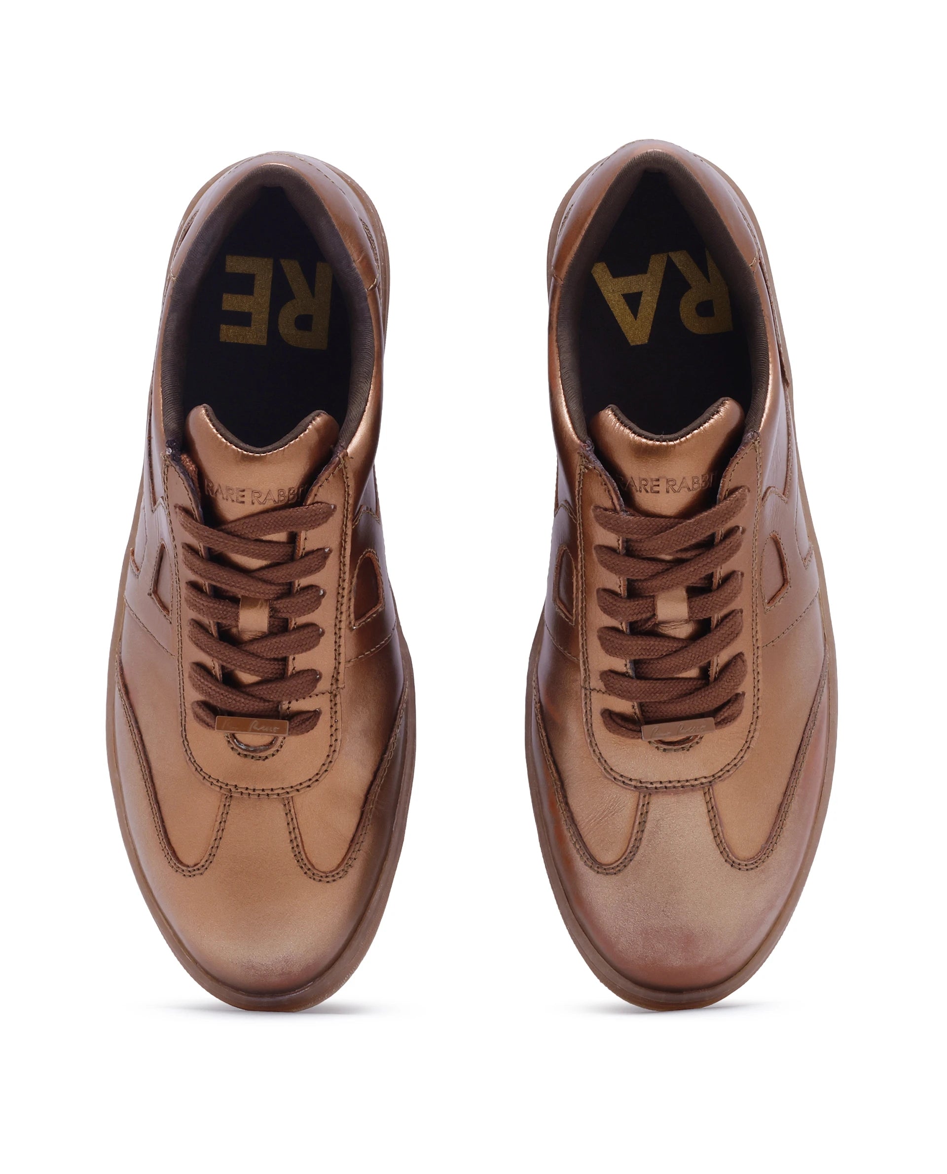 Rare Rabbit Men Mercure Metallic Copper Lace-Up Closure Shoes