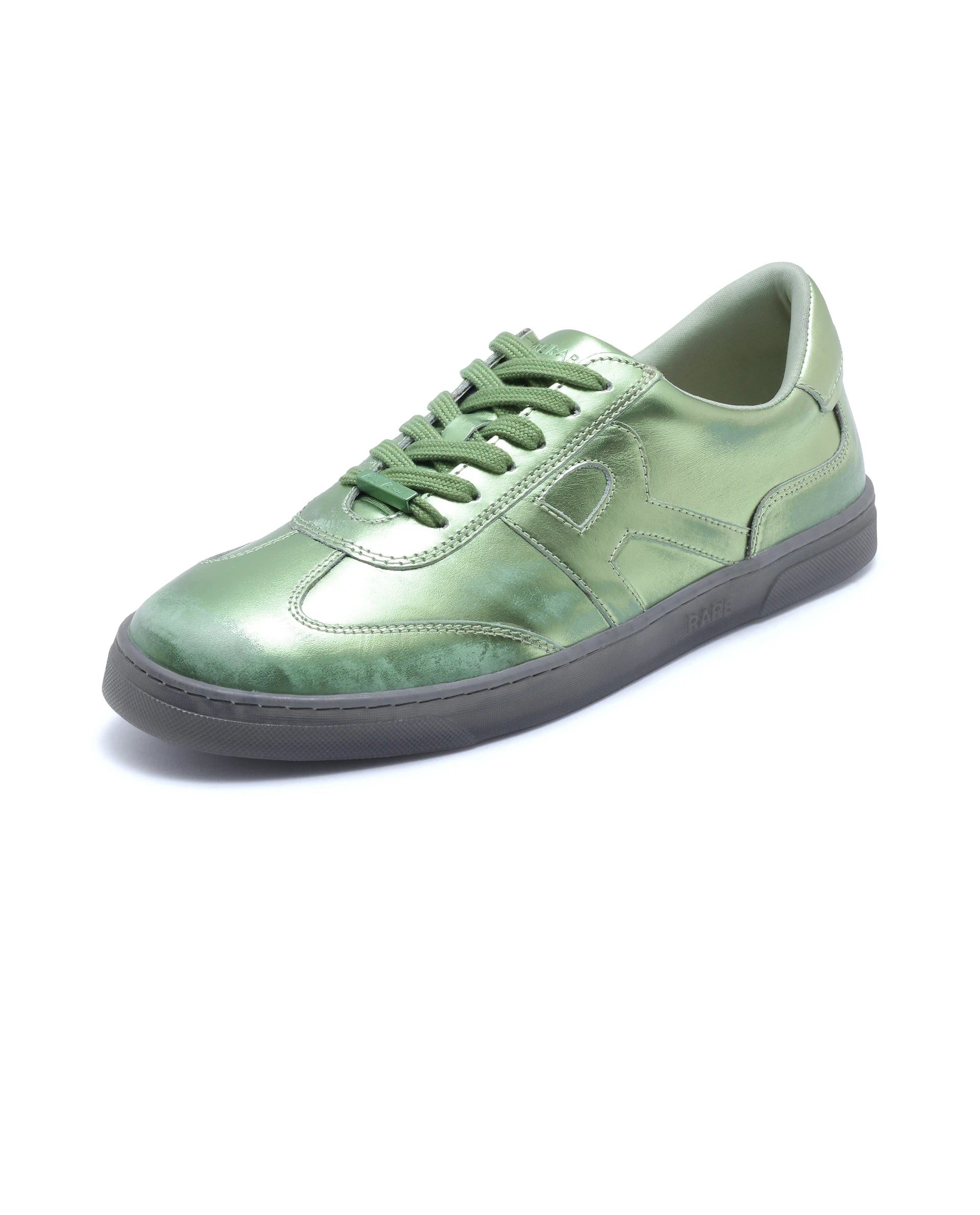 Rare Rabbit Men Mercure Metallic Green Lace-Up Closure Shoes