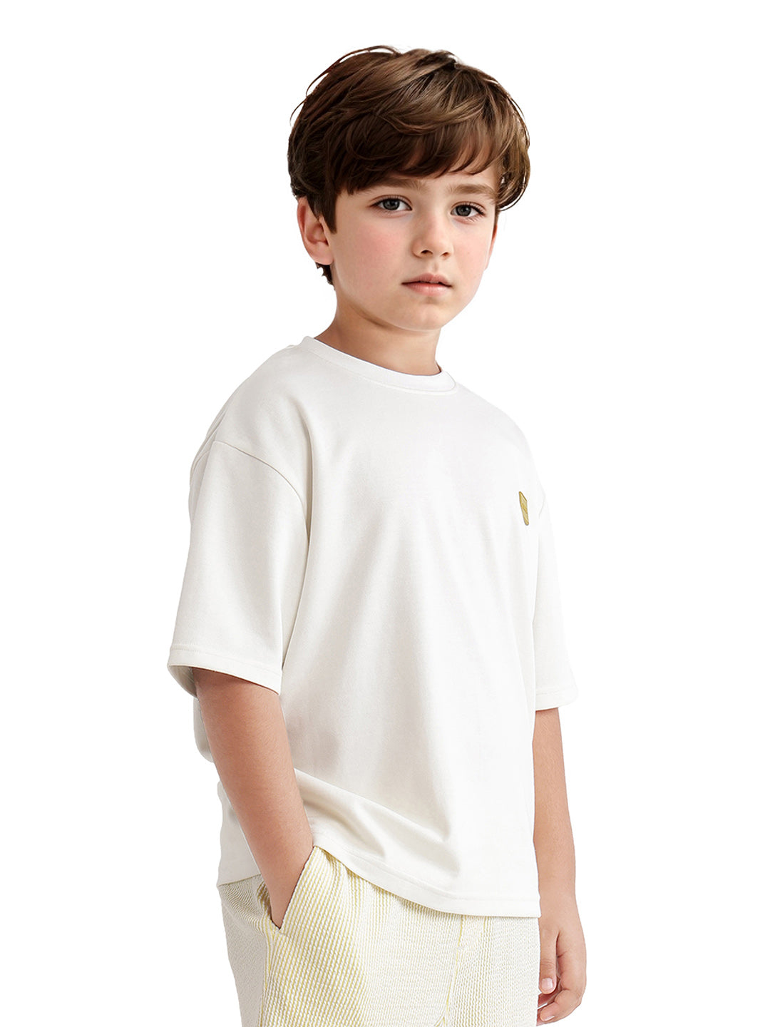 Rare Ones Kids Mercz Off White Cotton Blend Short Sleeve Crew Neck Print T-Shirt