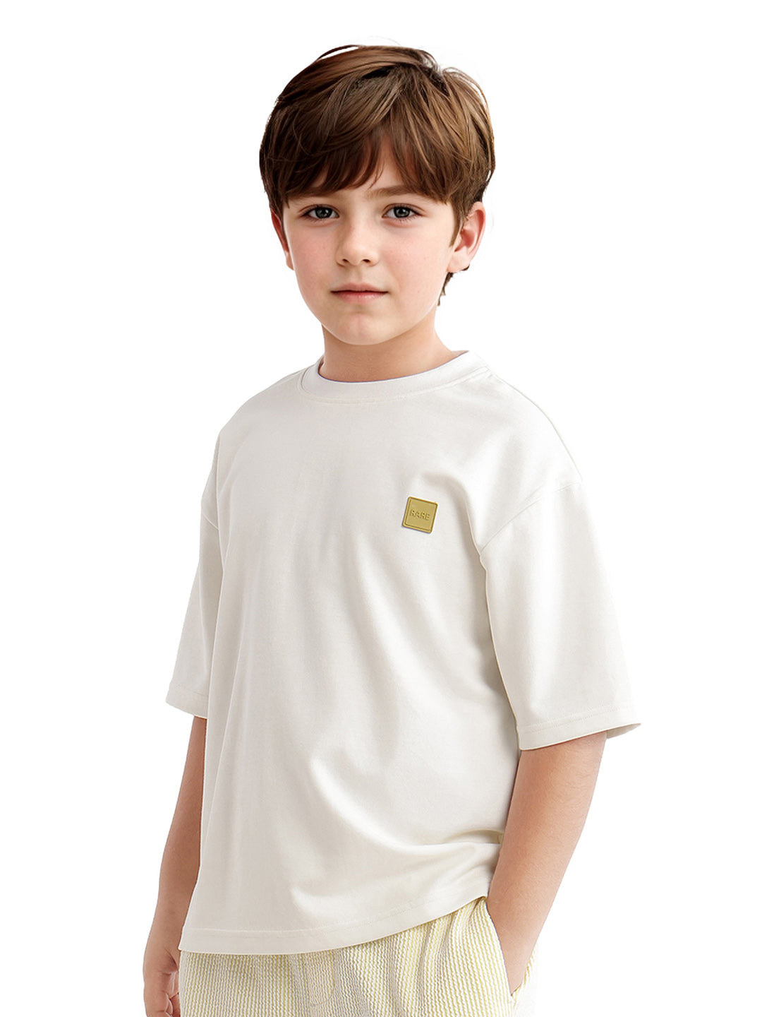 Rare Ones Kids Mercz Off White Cotton Blend Short Sleeve Crew Neck Print T-Shirt