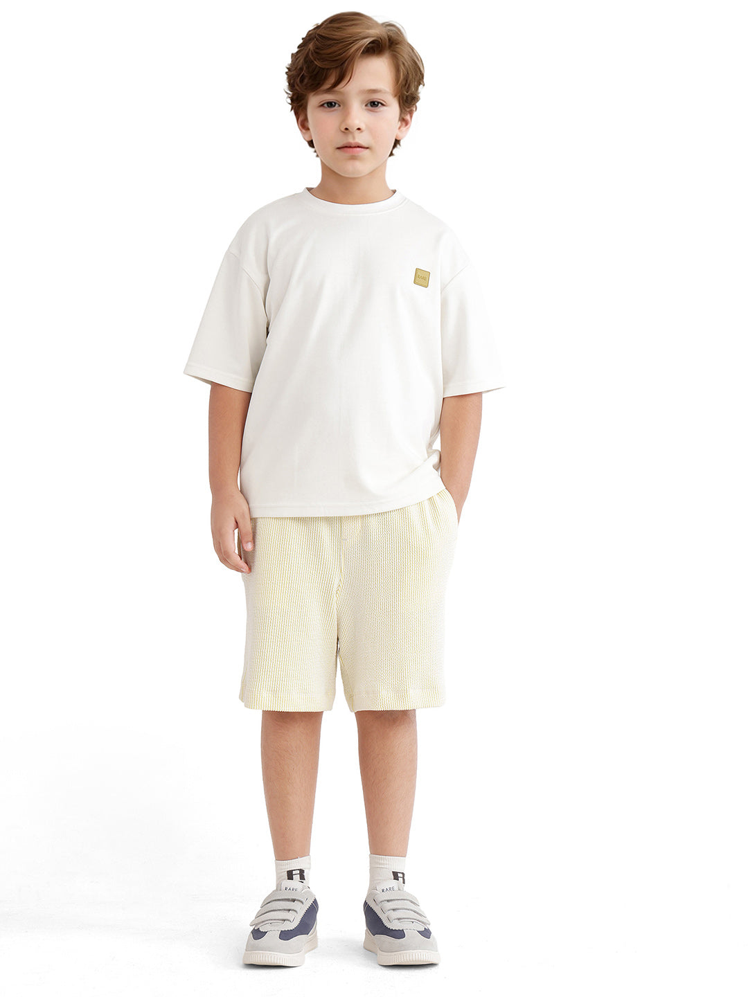 Rare Ones Kids Mercz Off White Cotton Blend Short Sleeve Crew Neck Print T-Shirt