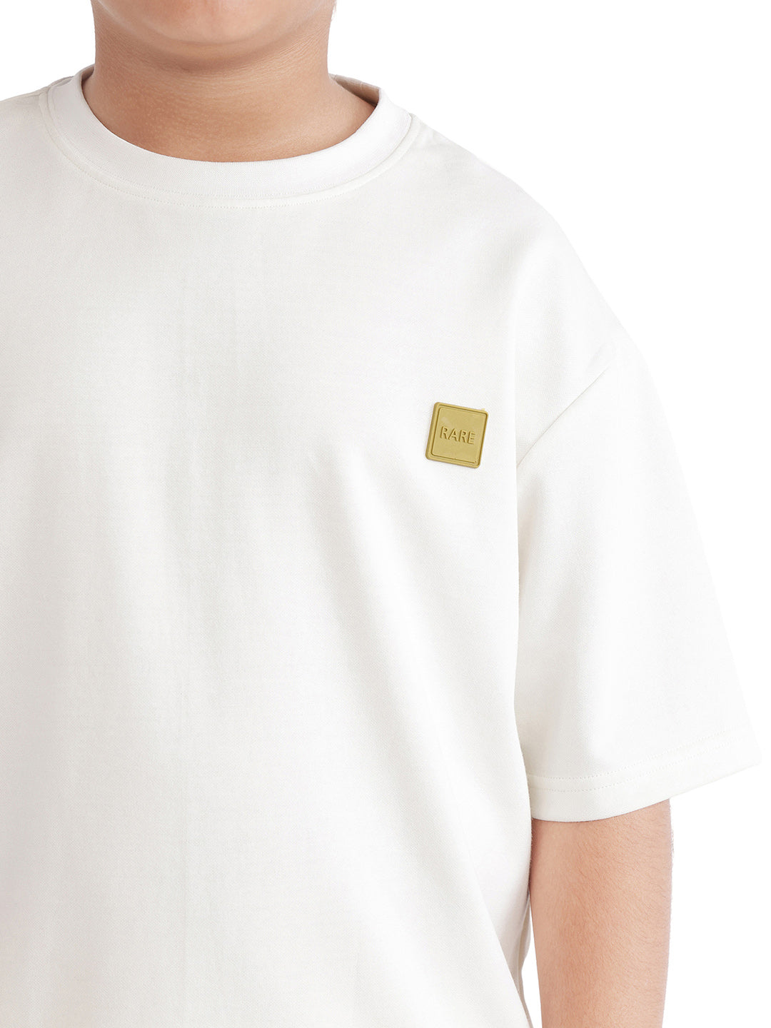 Rare Ones Kids Mercz Off White Cotton Blend Short Sleeve Crew Neck Print T-Shirt