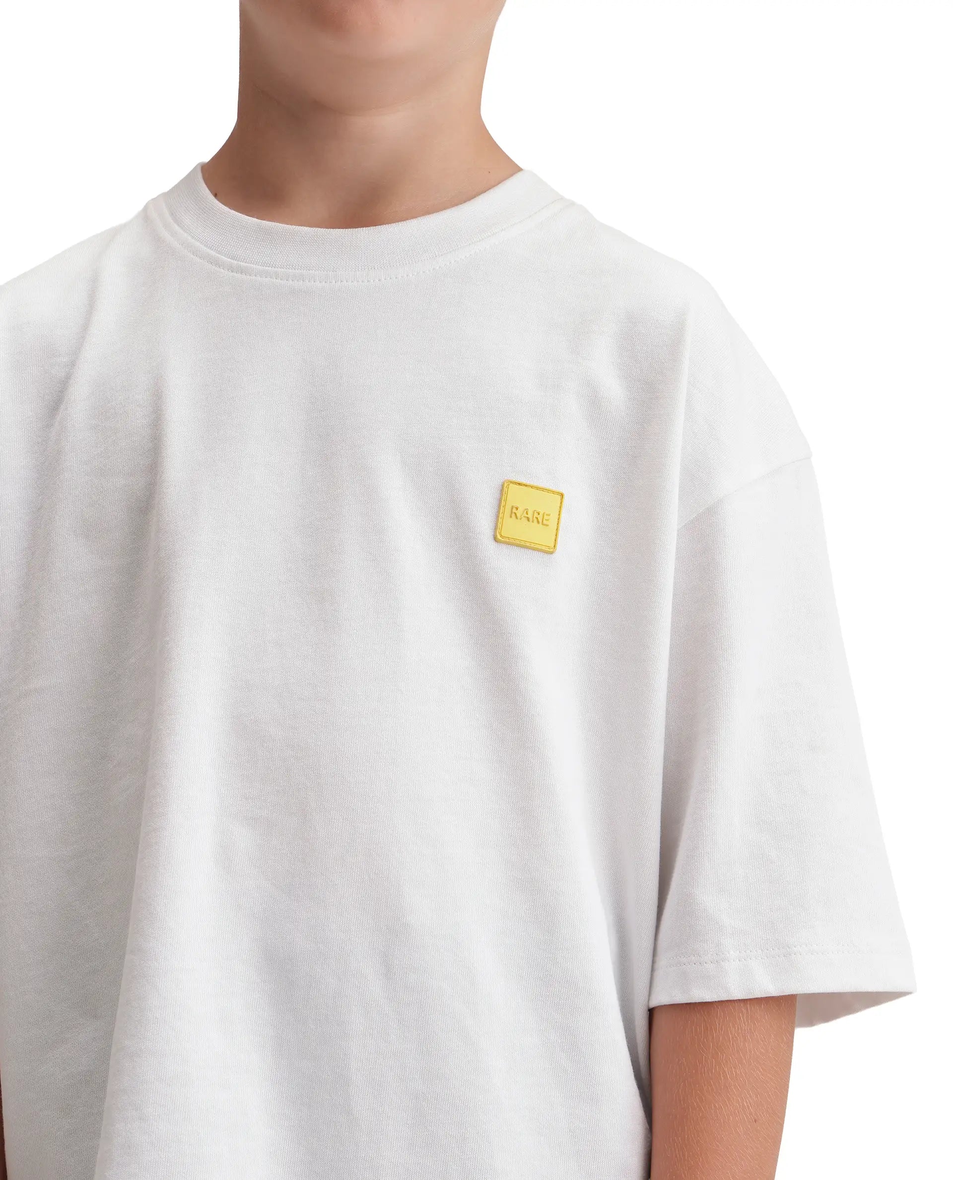 Rare Ones Kids Mercz White Cotton Plain Oversized Fit T-Shirt