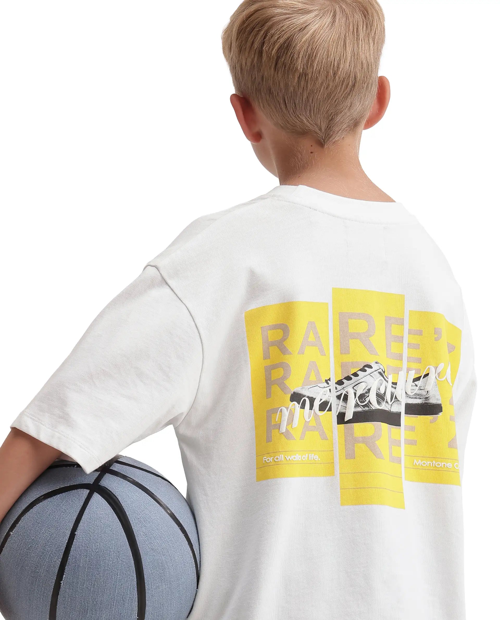 Rare Ones Kids Mercz White Cotton Plain Oversized Fit T-Shirt