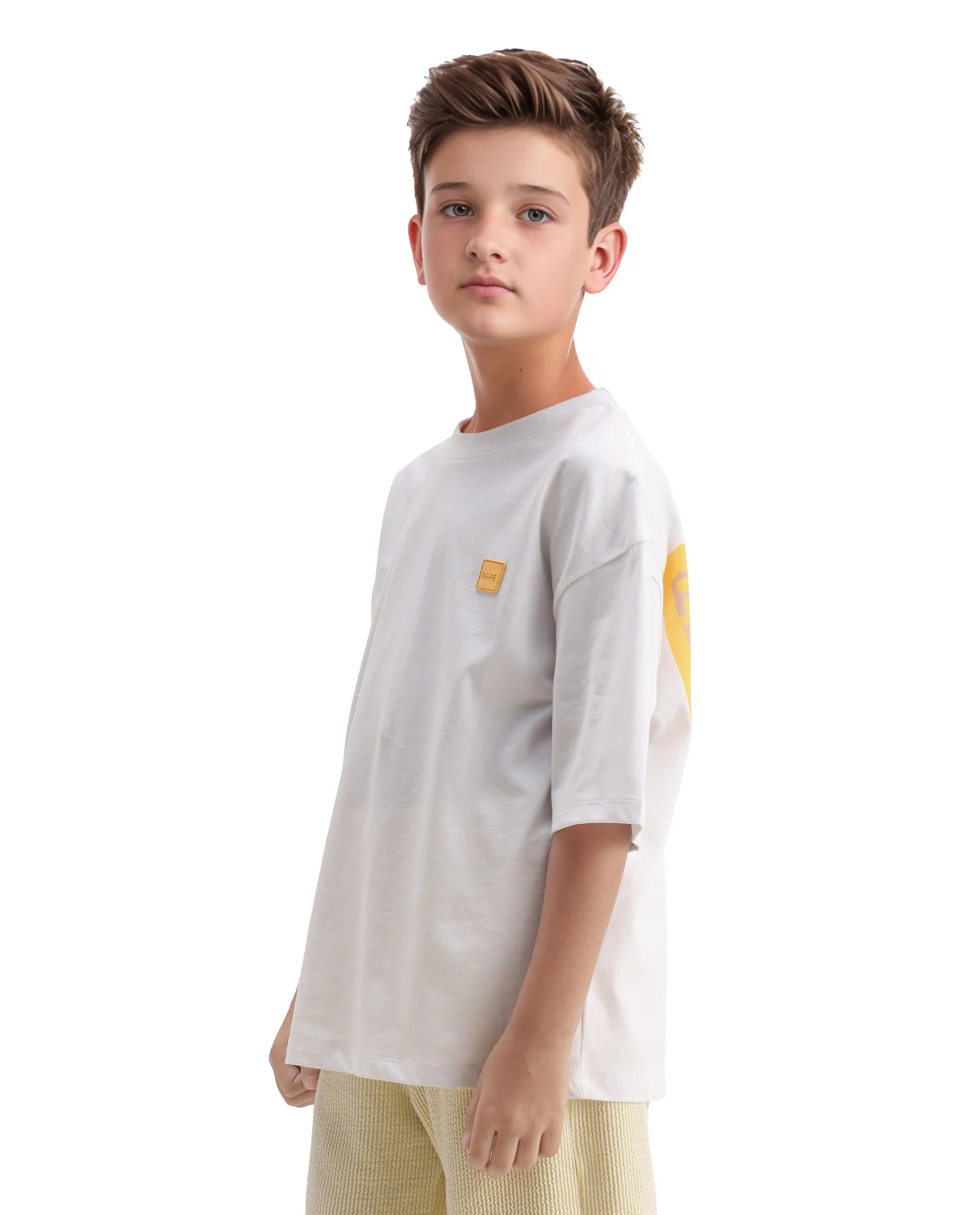 Rare Ones Kids Mercz White Cotton Plain Oversized Fit T-Shirt
