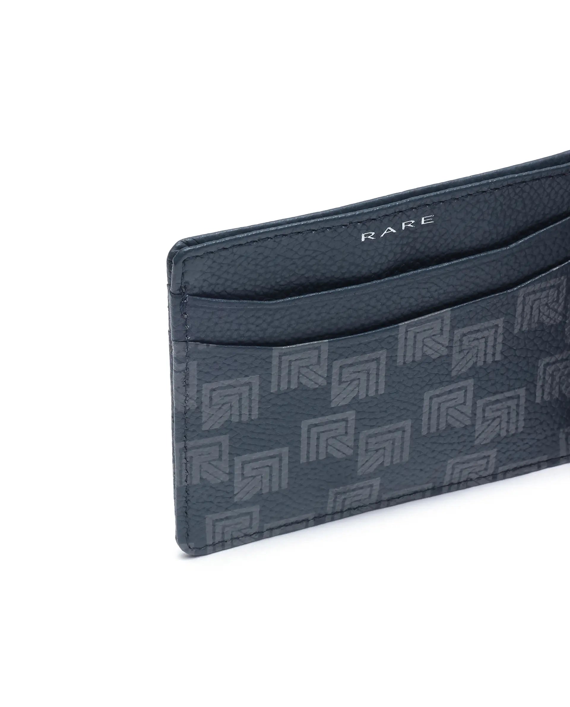 Rare Rabbit Men Mersin Blue Leather Card Holder