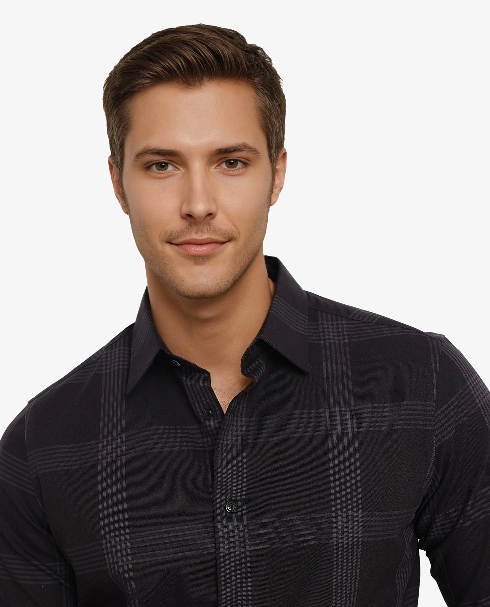 Rare Rabbit Men Mestor Black Full Sleeve Regular Collar Button Closure Regular Fit Checks Shirt