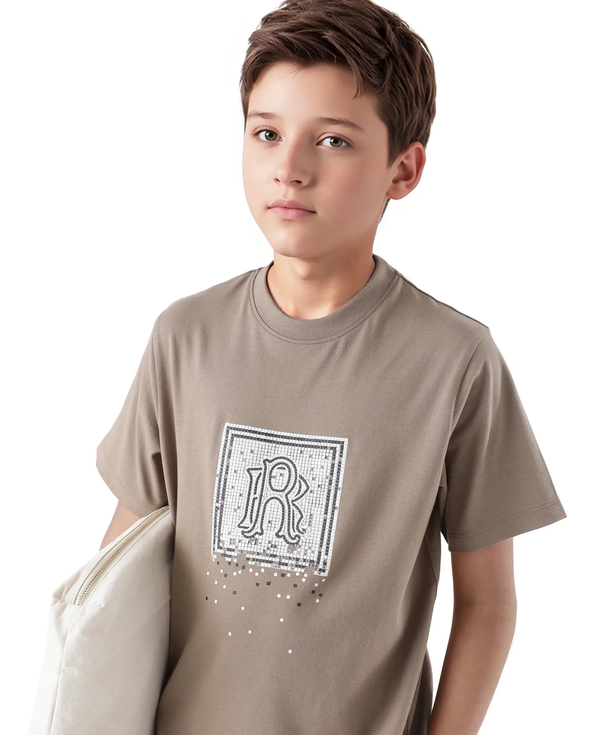 Rare Ones Kids Mezoc-K Light Brown Cotton Printed Slip-On Regular Fit T-Shirt