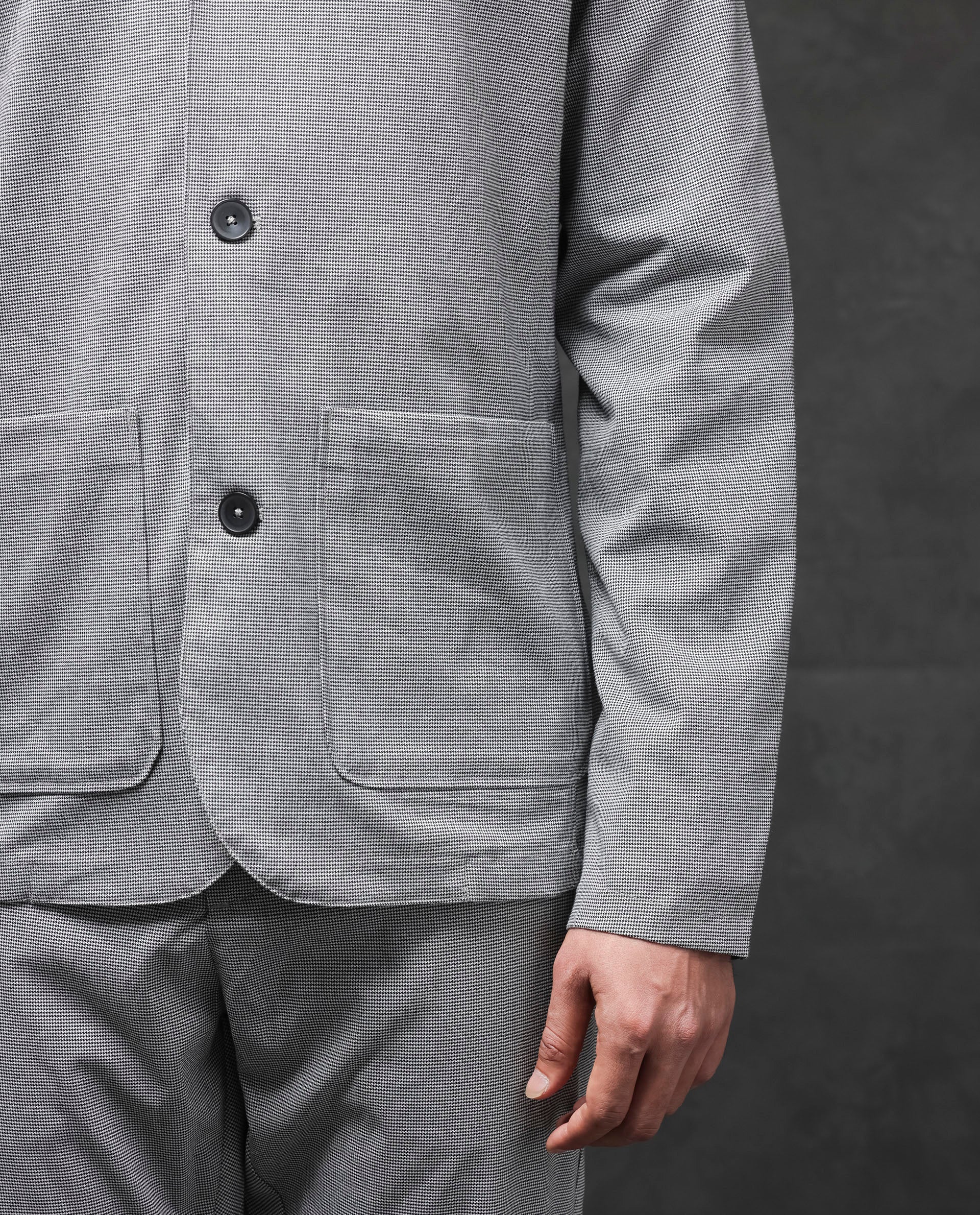 Rare Rabbit Mens Mico Black Polyester Viscose Fabric Blend Full Sleeve Mandarin Collar Regular Fit Micro Checks Jacket