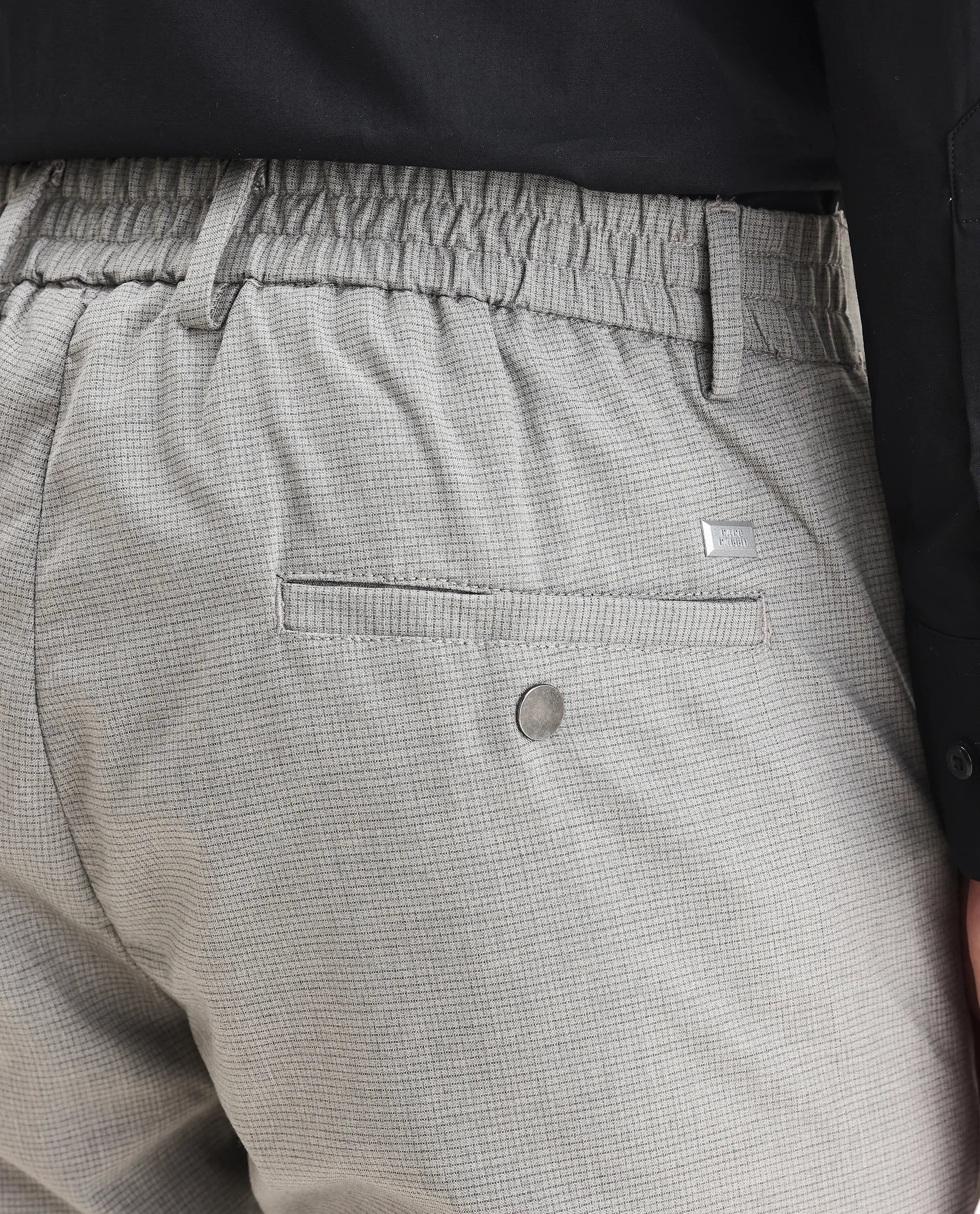 Rare Rabbit Men's Microl Grey Polyester Checked Print Regular Fit Trouser