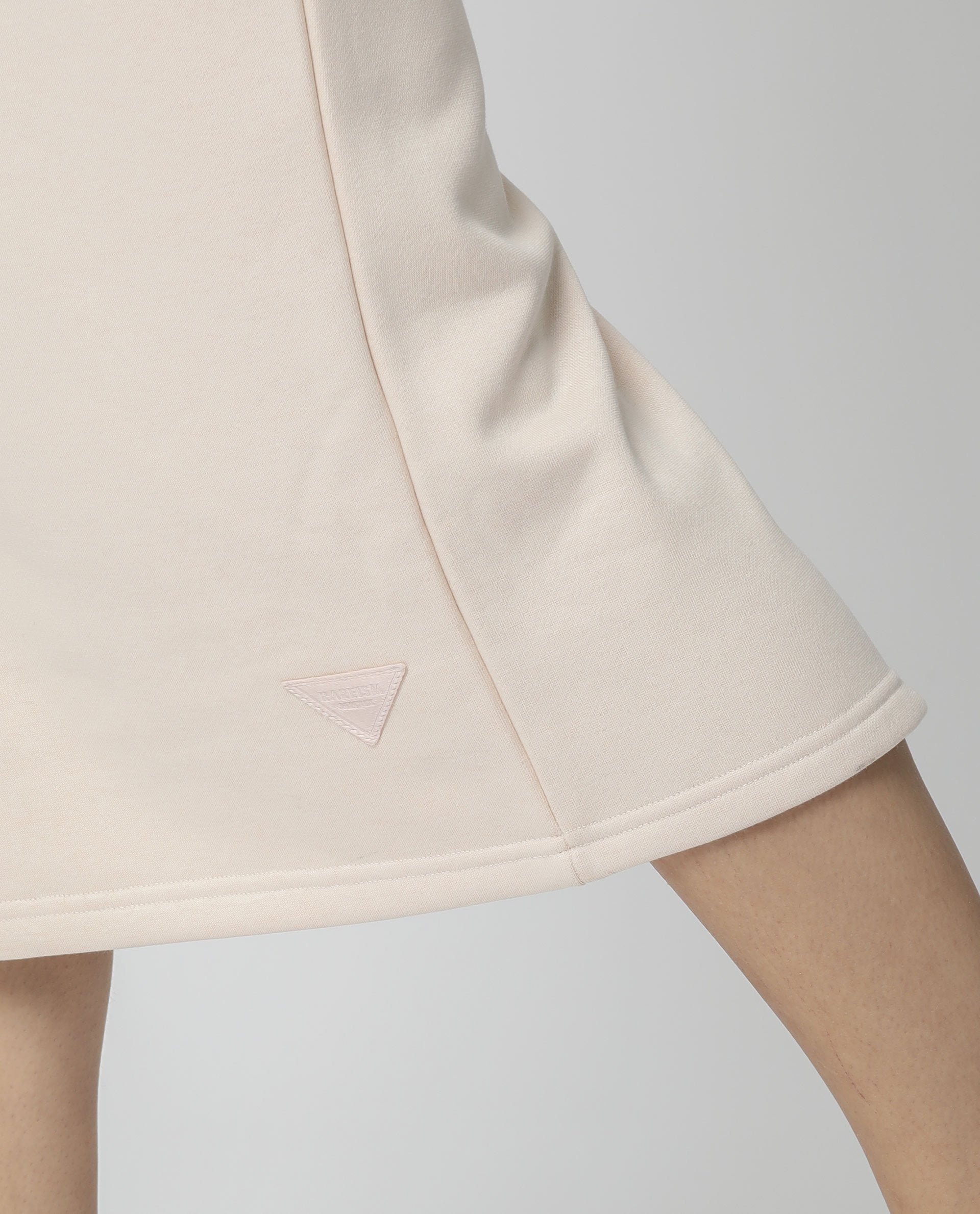 Rareism Women Fudge Beige Poly Cotton Fabric Tailored Fit High Rise Solid Midi Skirt