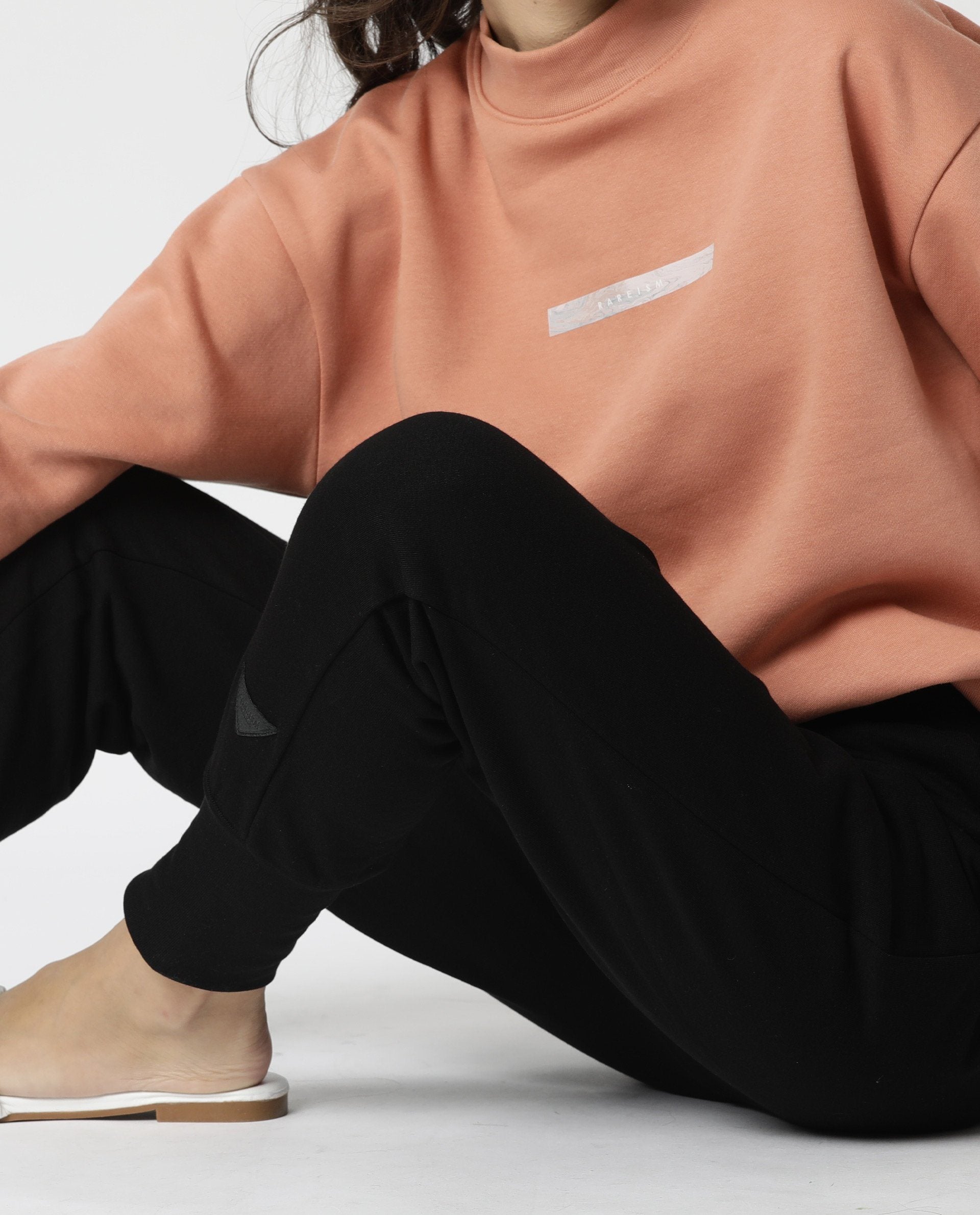 Rareism Womens Fury Orange Sweatshirt Relaxed Fit Full Sleeves