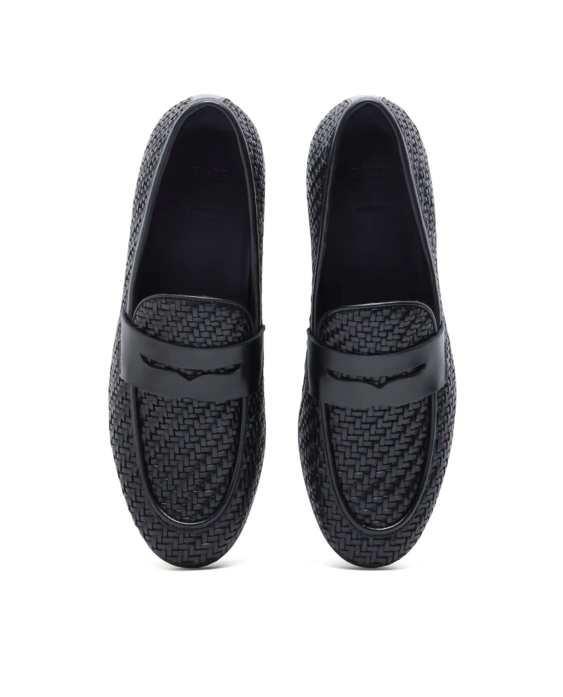 Rare Rabbit Men's Milano Black Leather Mocassin