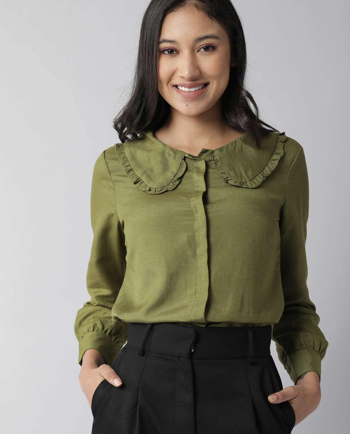 Rareism Women Minty Green Top Full Sleeves Solid
