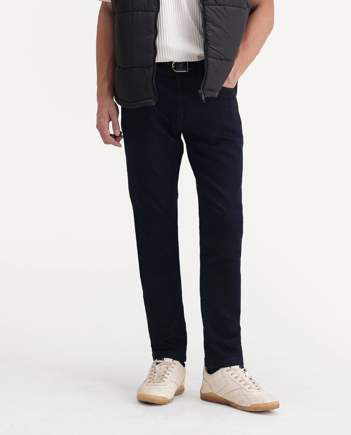 Rare Rabbit Men's Mist Dark Navy Cotton Blend Hawk Slim Plain Jeans