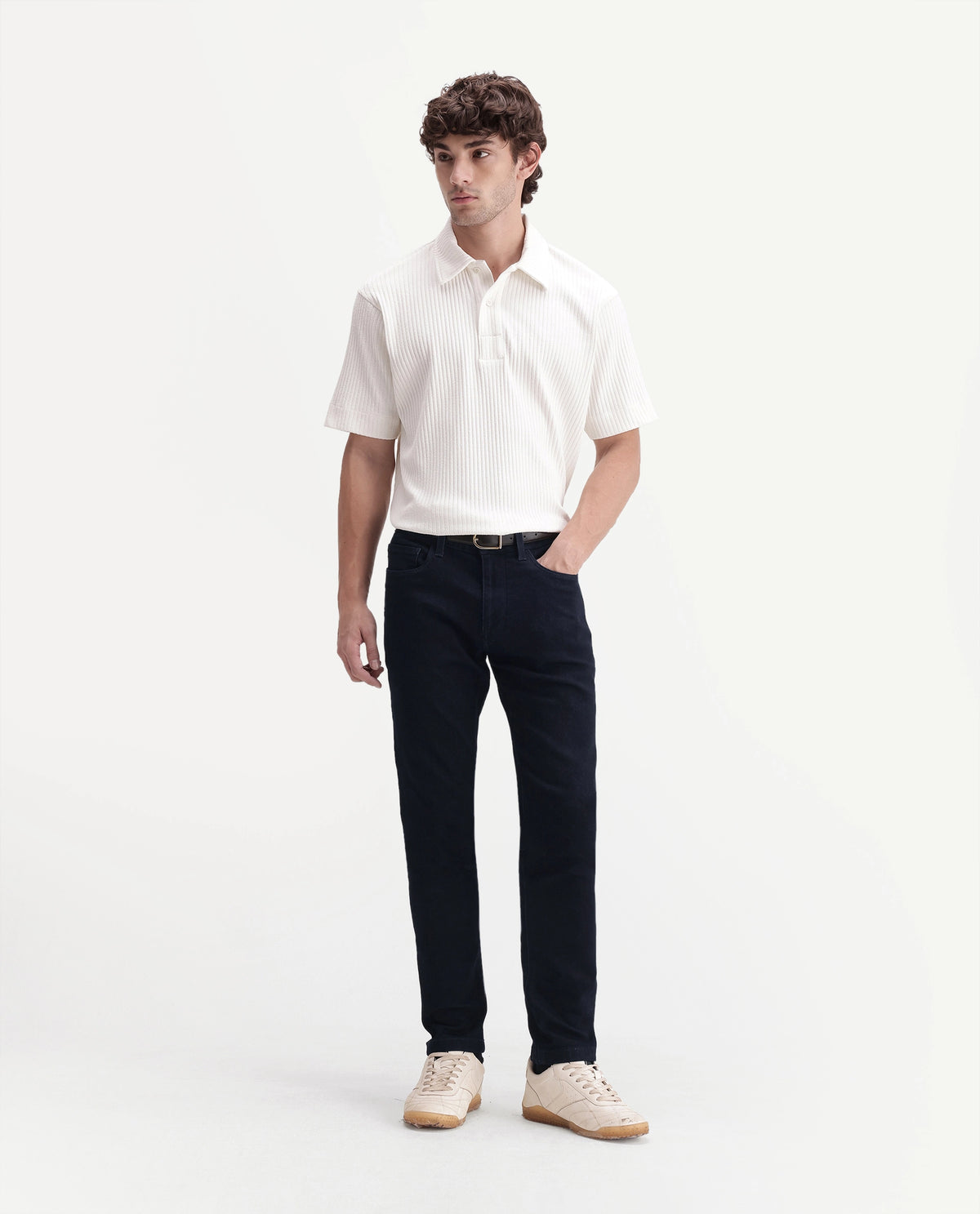 Rare Rabbit Men's Mist Dark Navy Cotton Blend Hawk Slim Plain Jeans