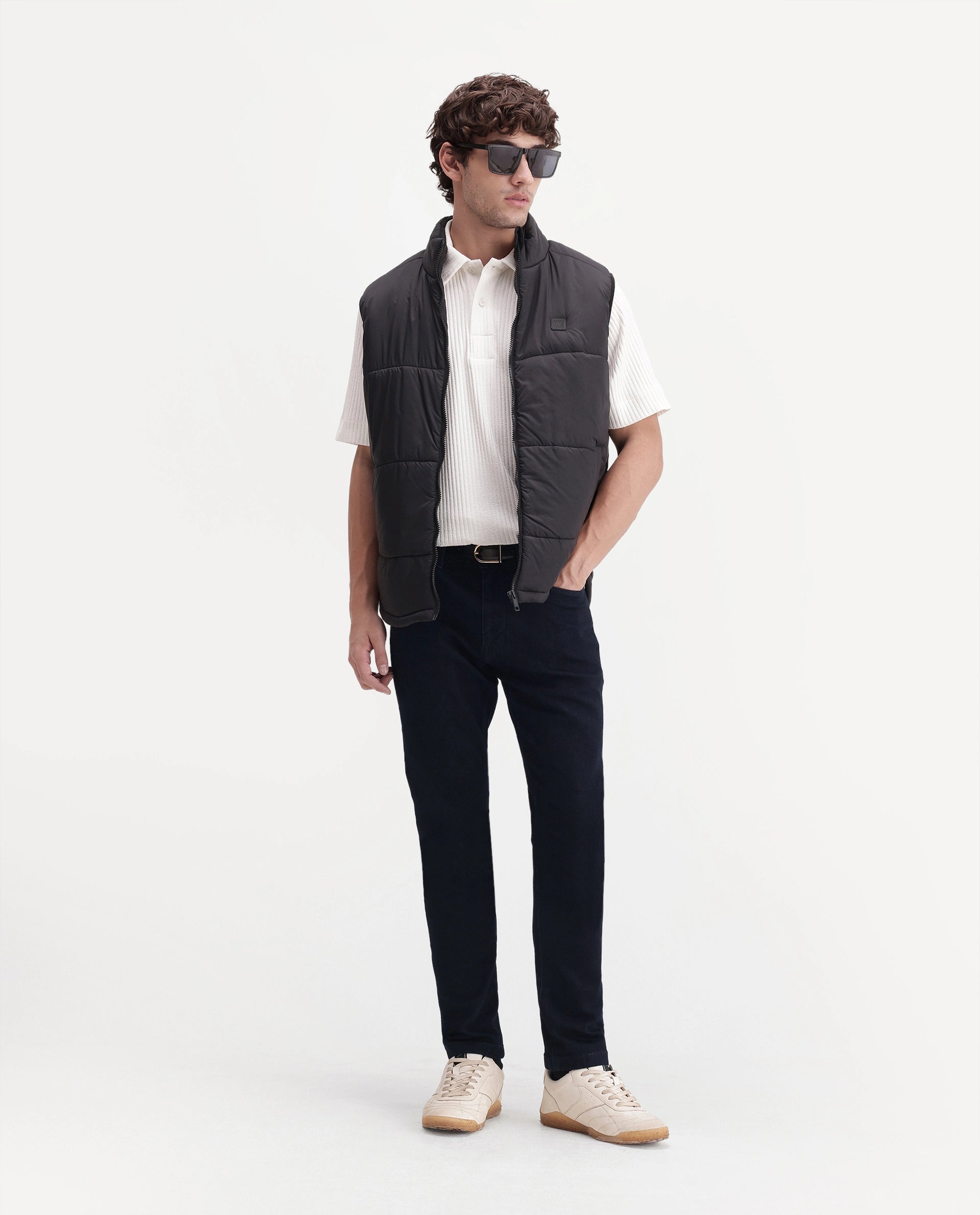 Rare Rabbit Men's Mist Dark Navy Cotton Blend Hawk Slim Plain Jeans