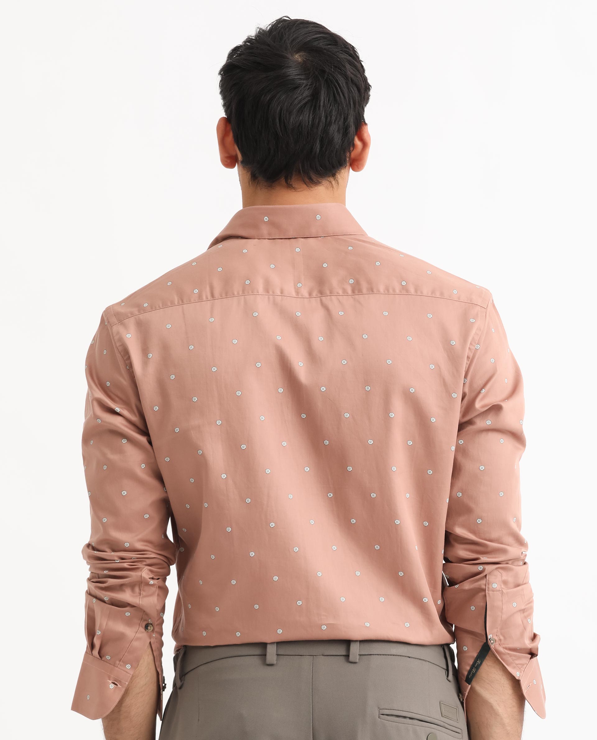 Rare Rabbit Men's Mita Pink Cotton Fabric Floral Print Full Sleeves Shirt