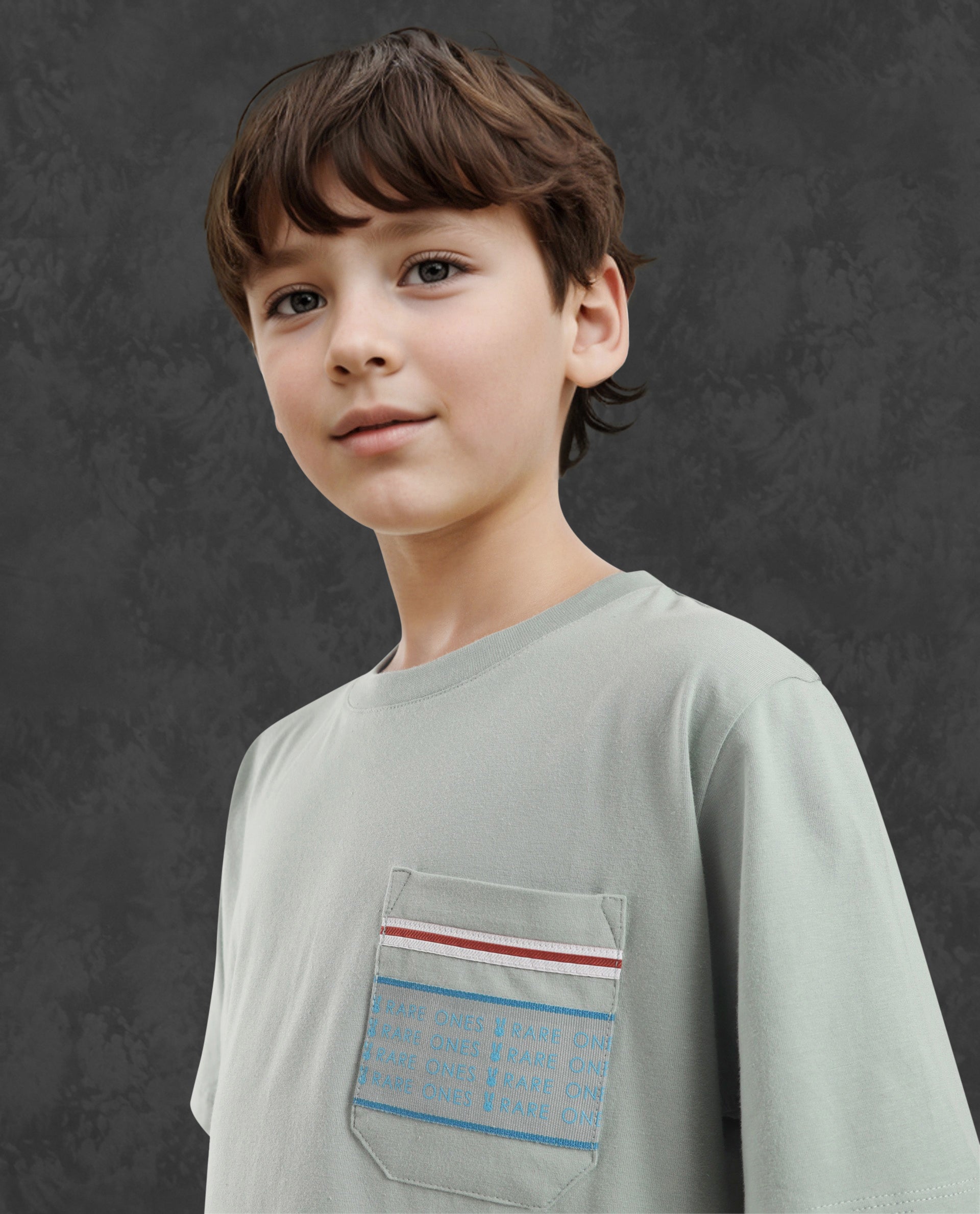 Rare Ones Kids Mitch Green Cotton Half Sleeves Crew Neck Statement Print T-Shirt