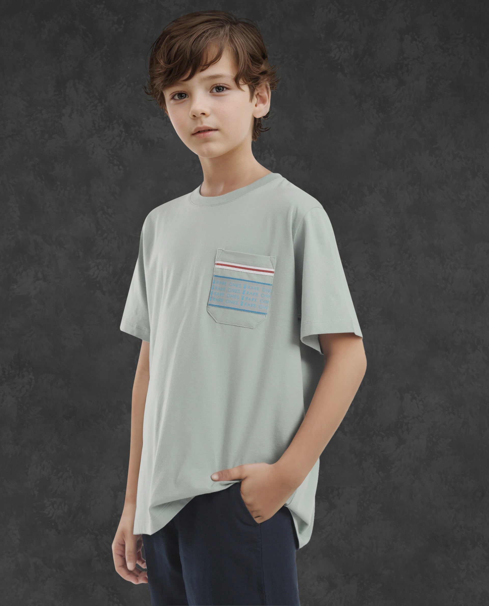 Rare Ones Kids Mitch Green Cotton Half Sleeves Crew Neck Statement Print T-Shirt