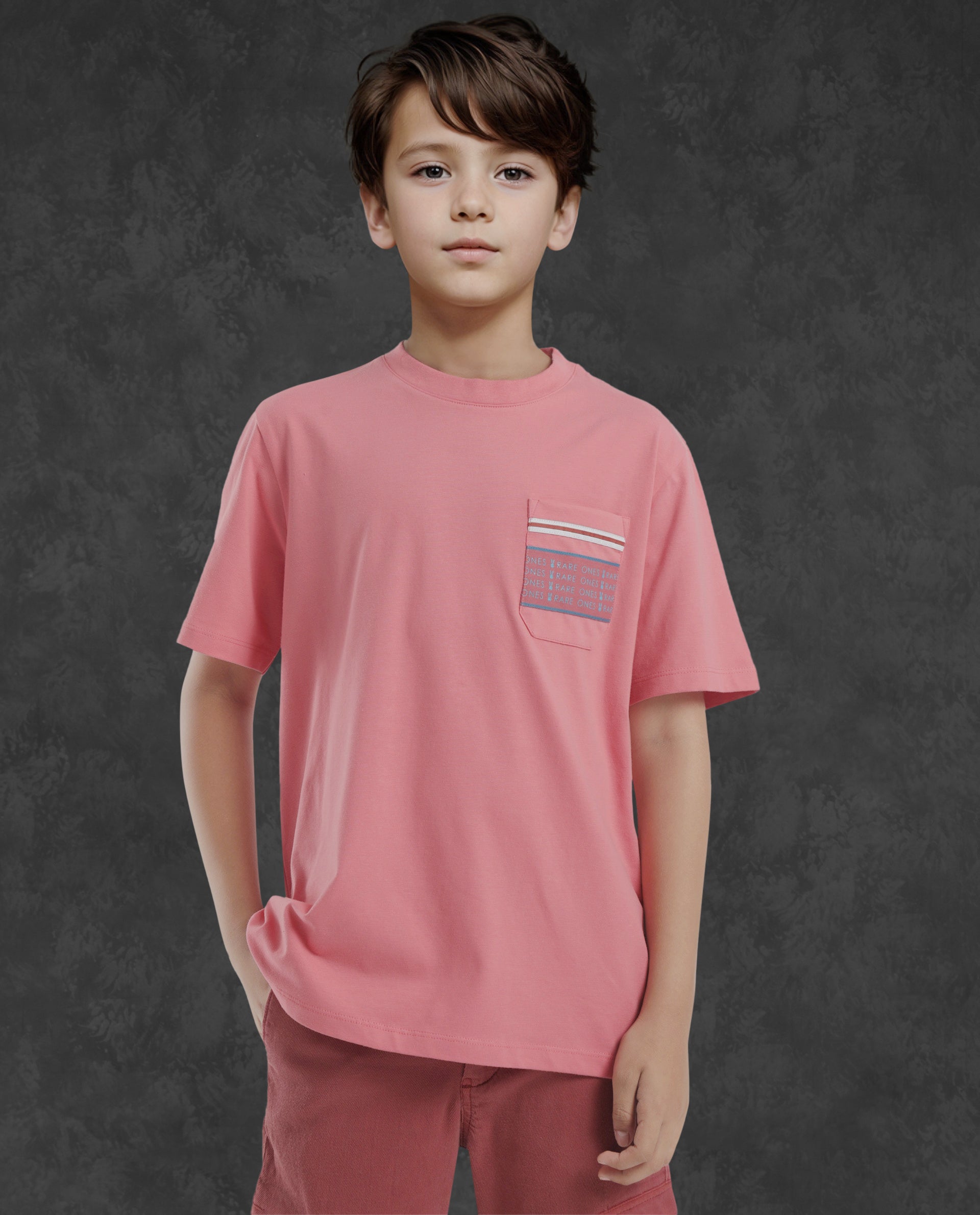 Rare Ones Kids Mitch Pink Cotton Full Sleeves Crew Neck Statement Print T-Shirt