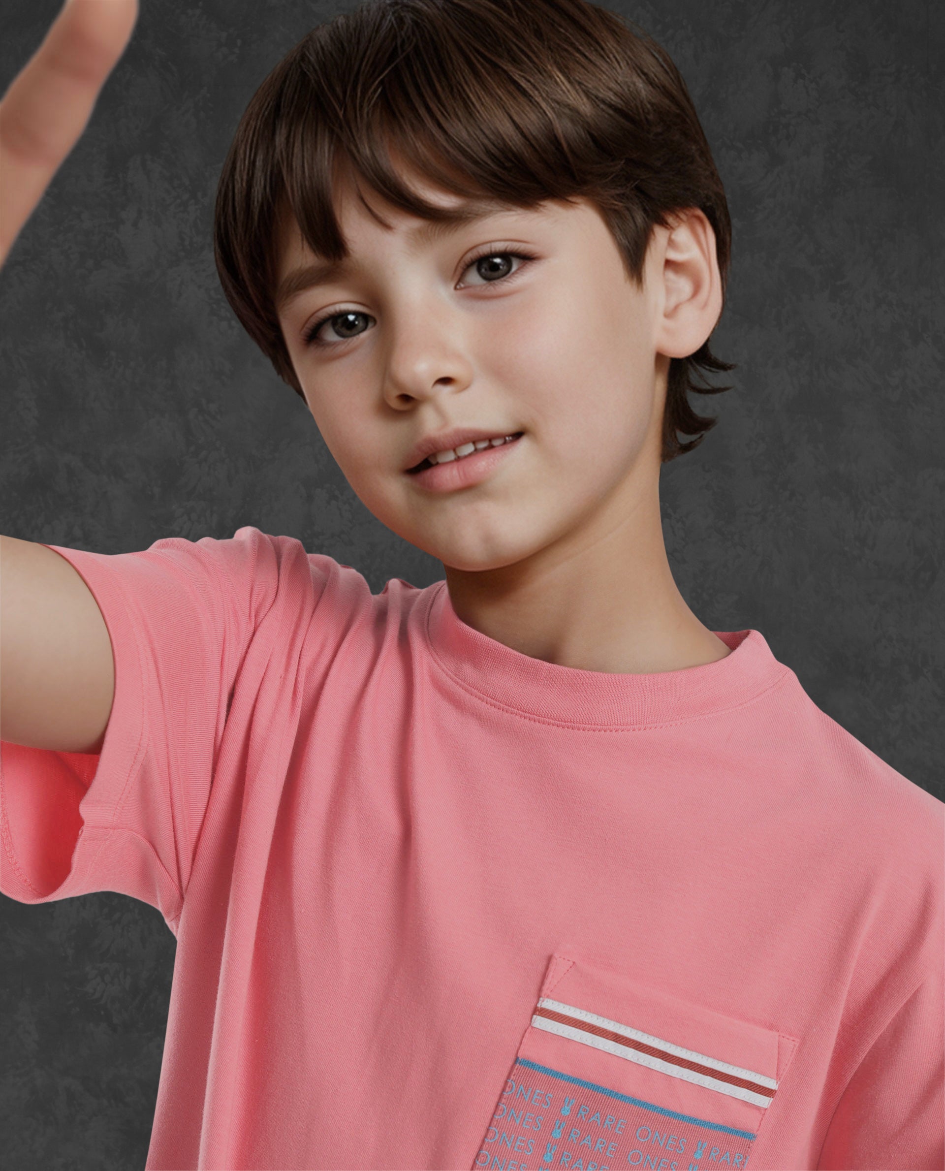 Rare Ones Kids Mitch Pink Cotton Full Sleeves Crew Neck Statement Print T-Shirt