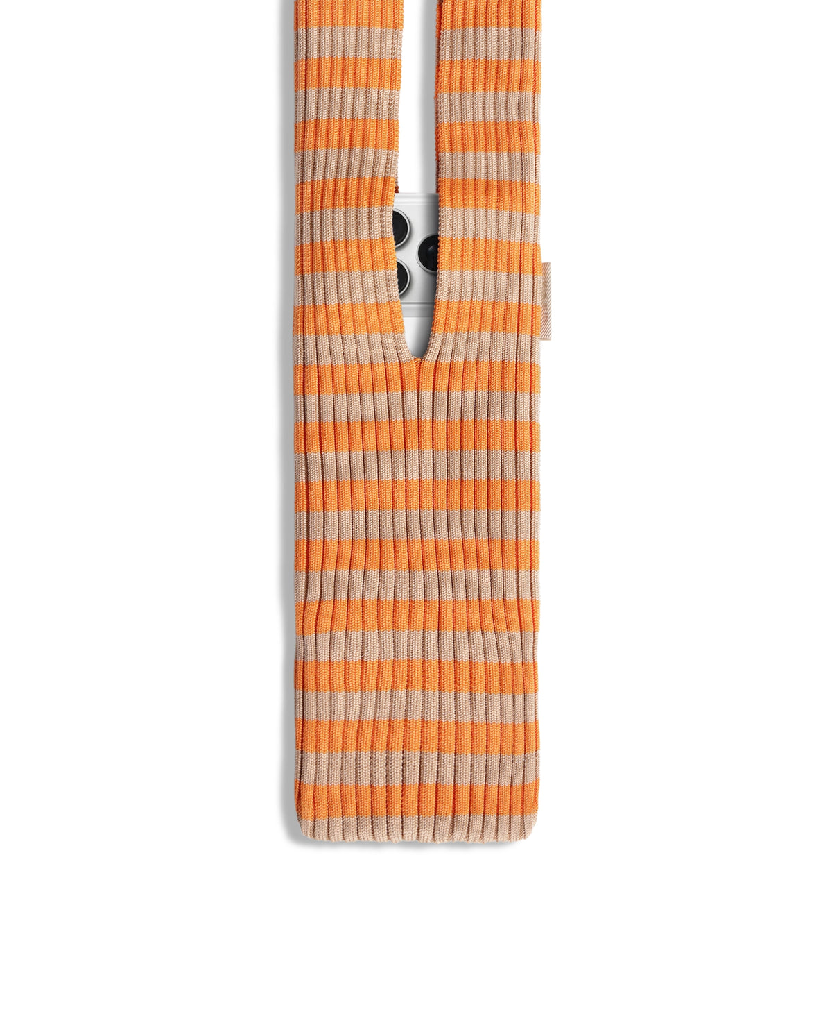 Rareism Women's Mobile Pouch Light Beige Polyester   Striped Mobile Pouches