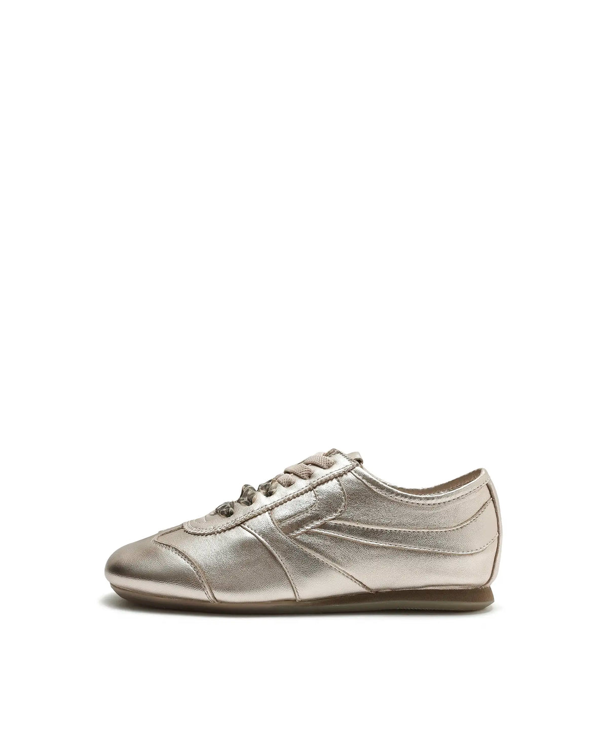 Rarez Women's Montare Metallic Gold Leather Sneaker