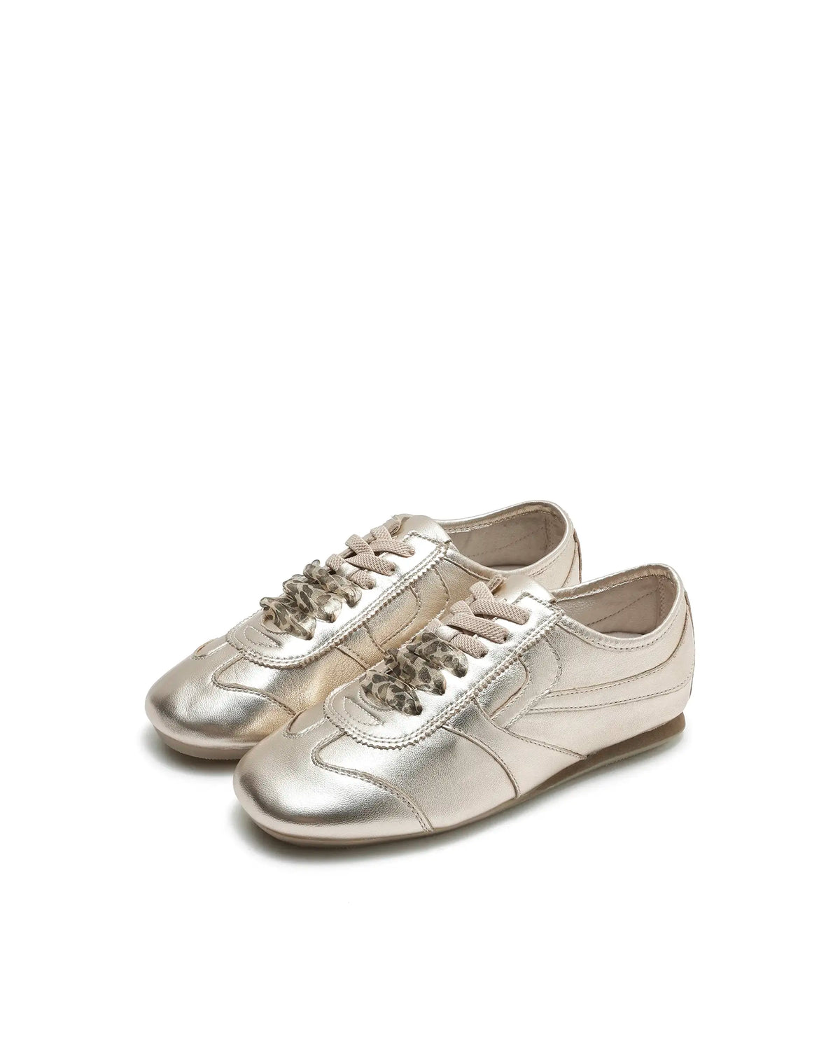 Rarez Women's Montare Metallic Gold Leather Sneaker