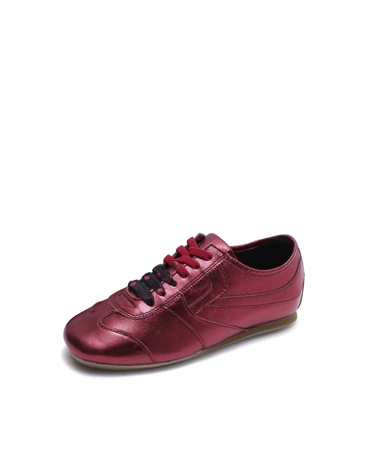 Rarez Women's Montare Metallic Red Leather Sneaker