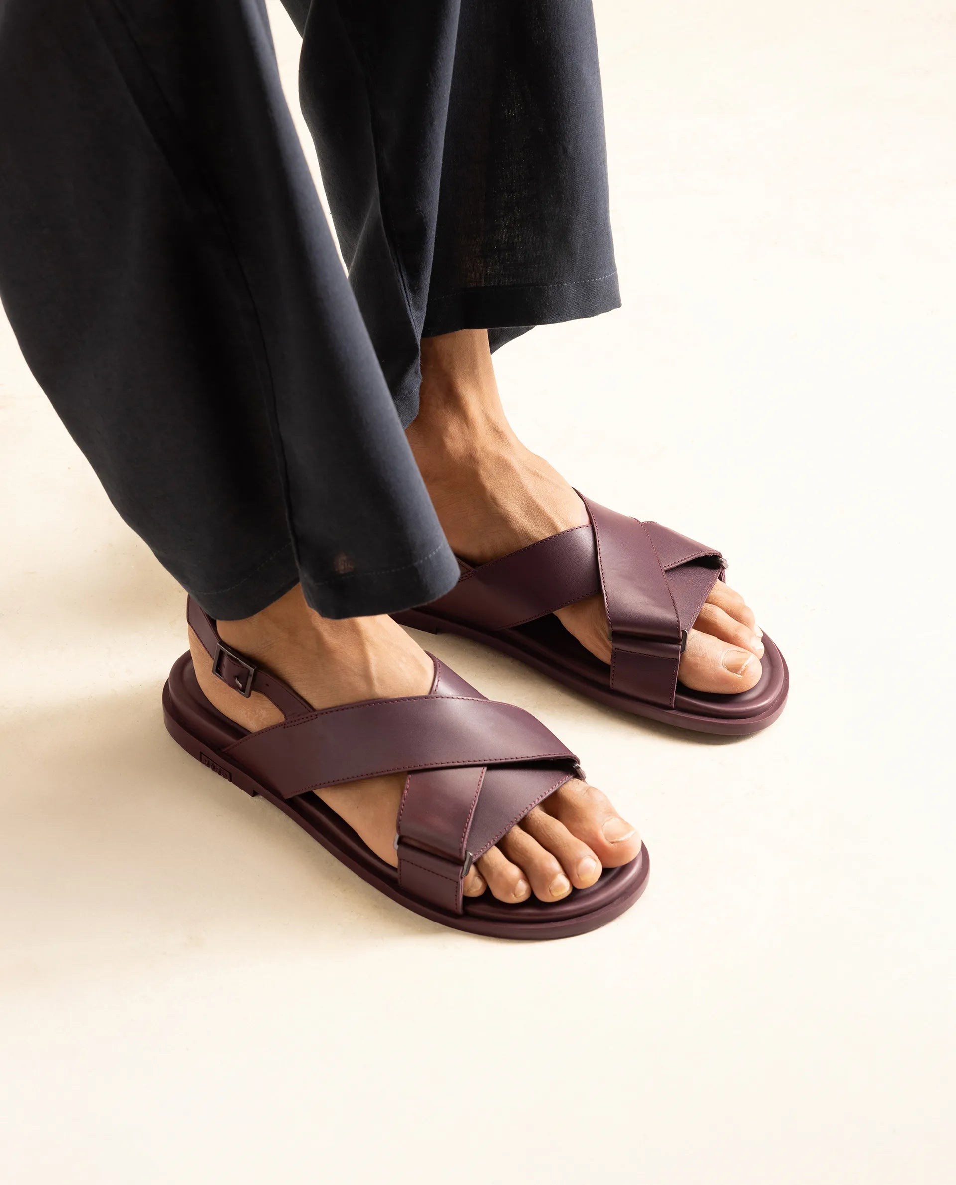 Rare Rabbit Men Monz Bordo Slip-On Closure Sandal