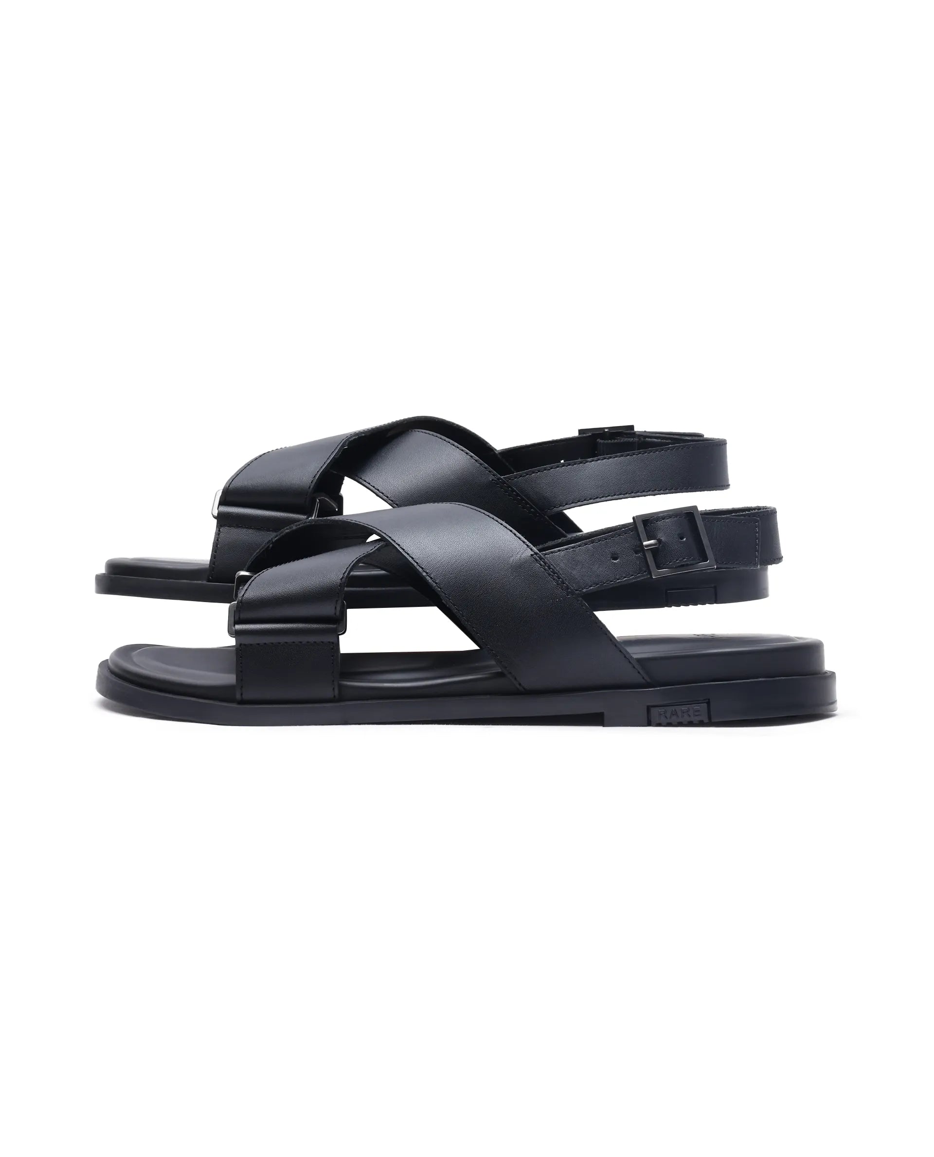 Rare Rabbit Men's Monz Black Slip-On Closure Sandal