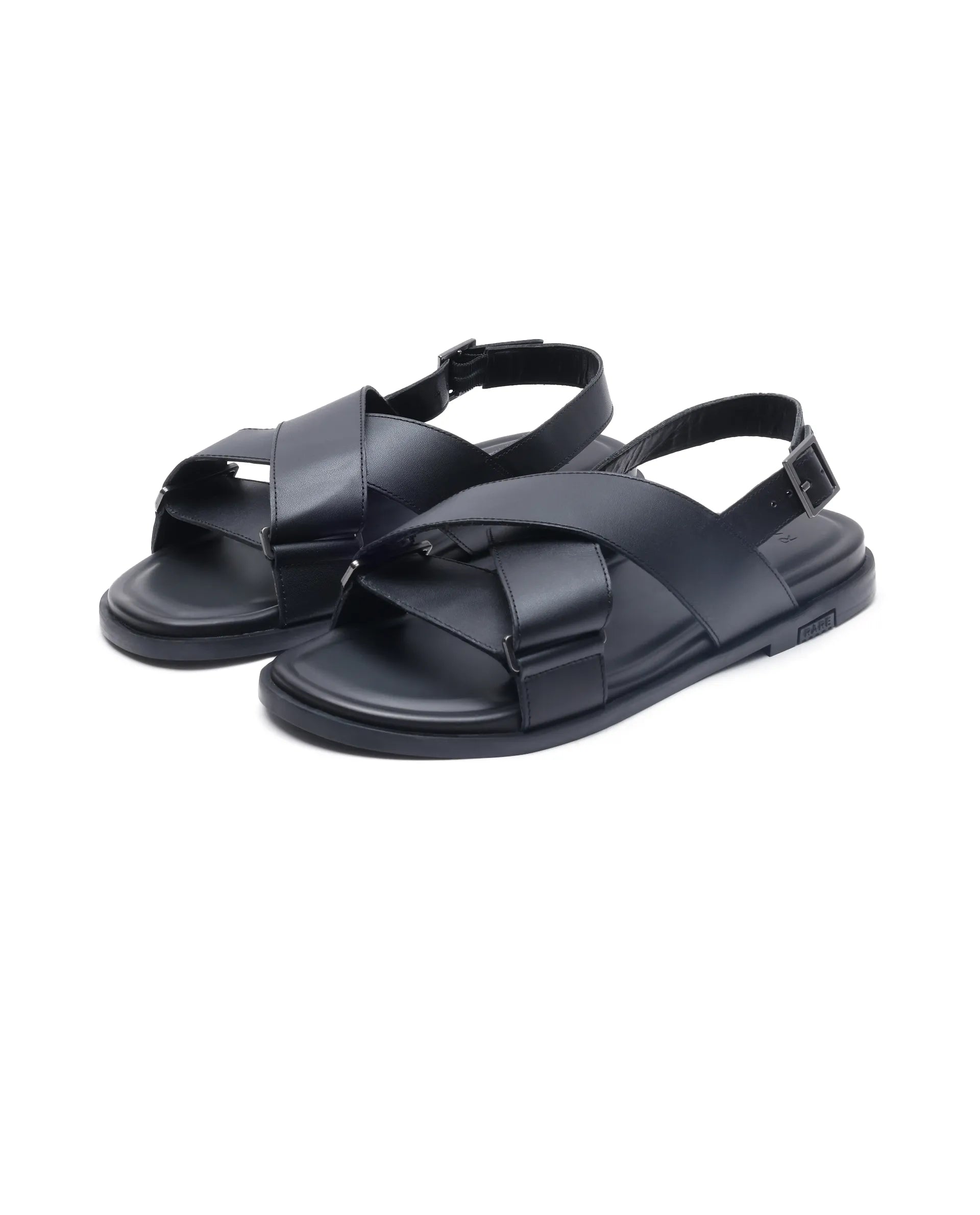 Rare Rabbit Men's Monz Black Slip-On Closure Sandal