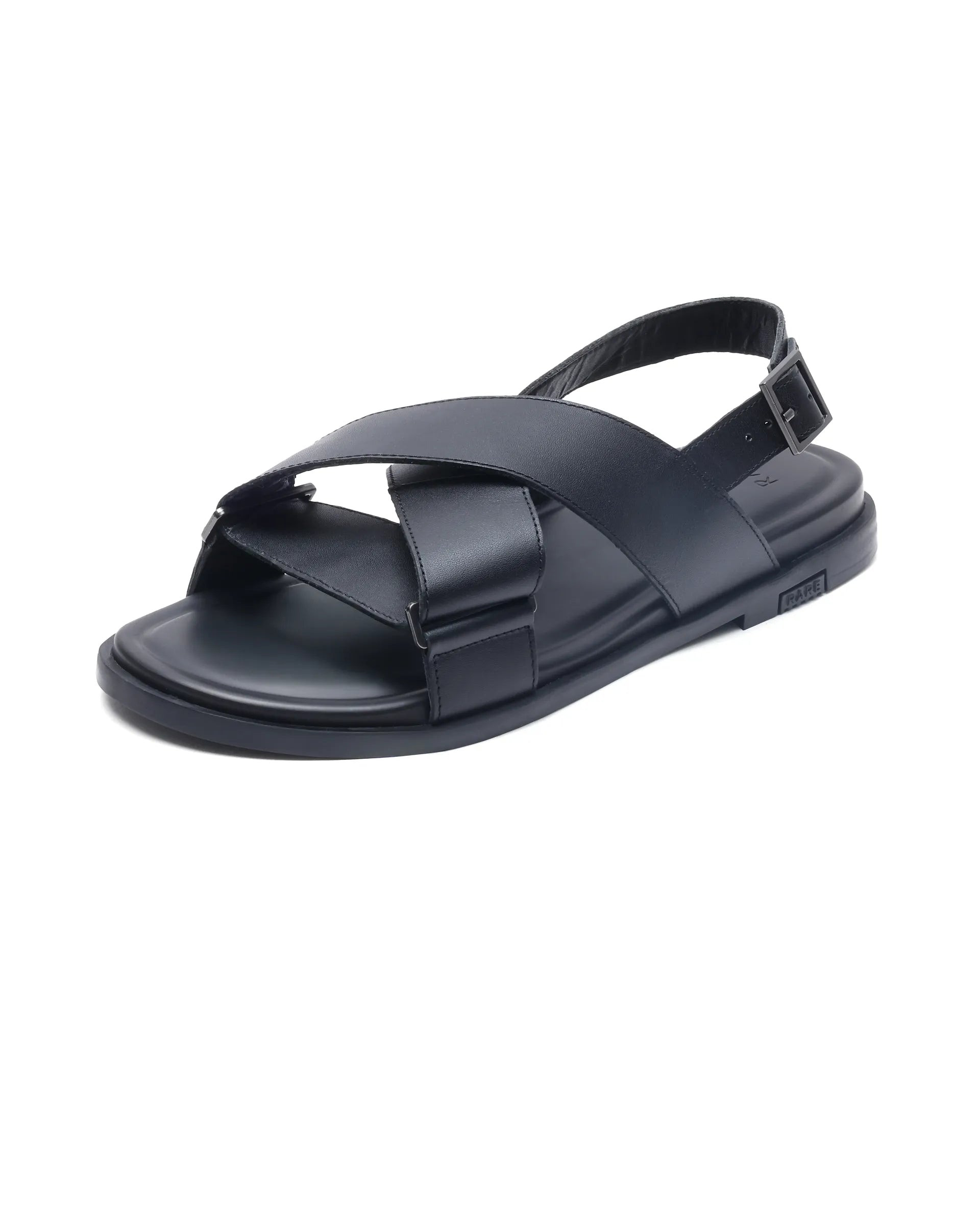 Rare Rabbit Men's Monz Black Slip-On Closure Sandal