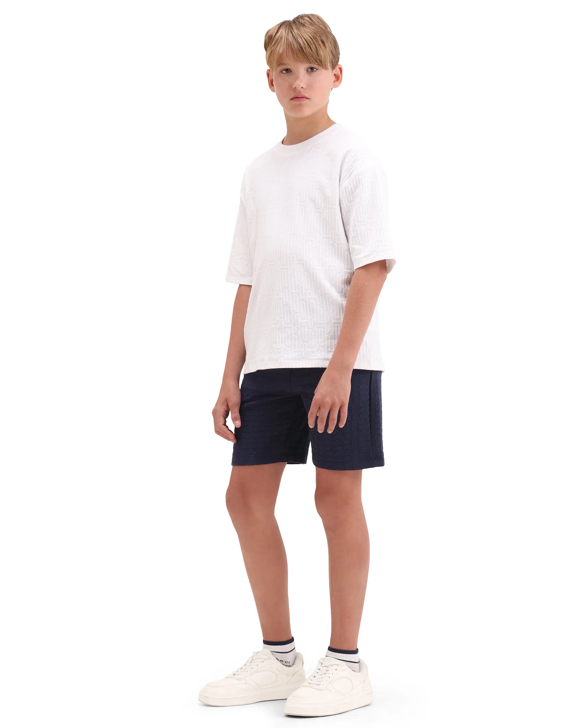 Rare Ones Kids Myrok-B Purple Polyester Blend Fabric Drawstring Closure Jacquard Regular Fit Shorts