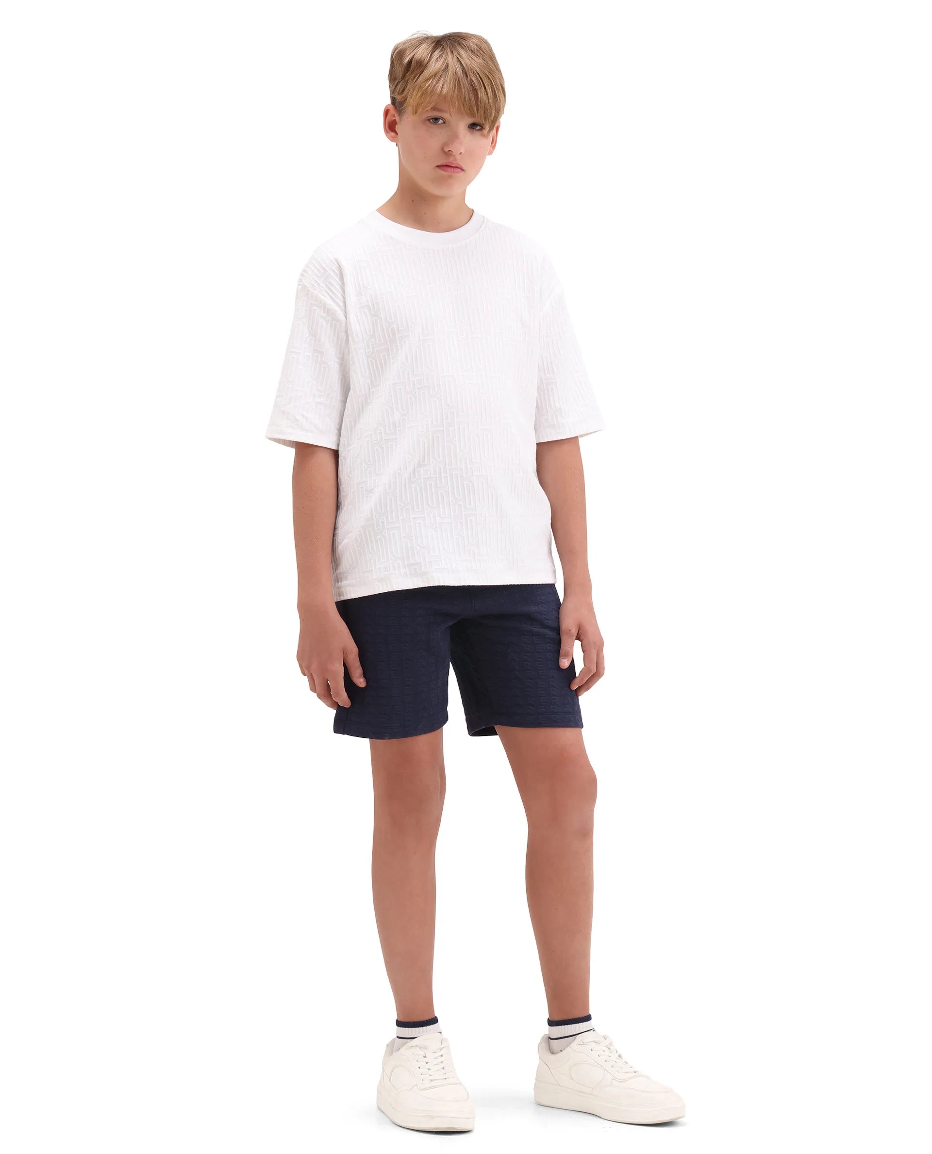 Rare Ones Kids Myrok-B Purple Polyester Blend Fabric Drawstring Closure Jacquard Regular Fit Shorts