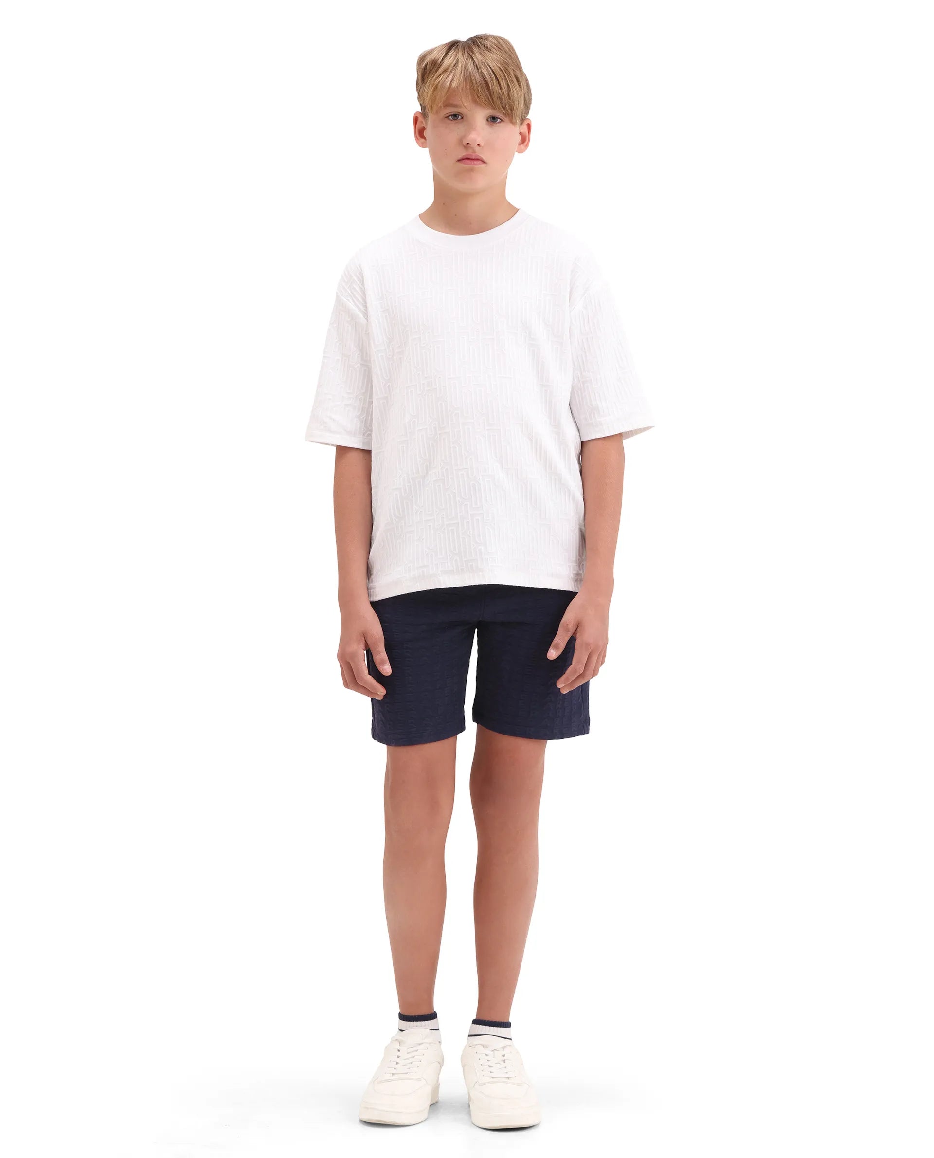 Rare Ones Kids Myrok-B Purple Polyester Blend Fabric Drawstring Closure Jacquard Regular Fit Shorts