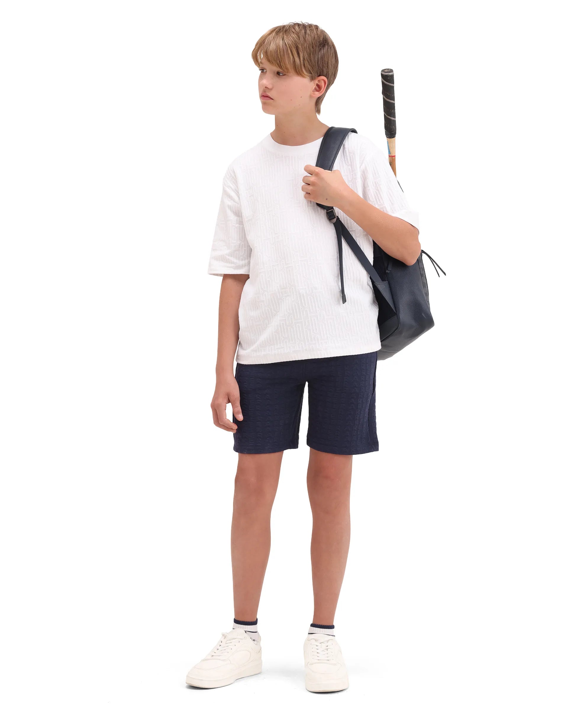 Rare Ones Kids Myrok-B Purple Polyester Blend Fabric Drawstring Closure Jacquard Regular Fit Shorts