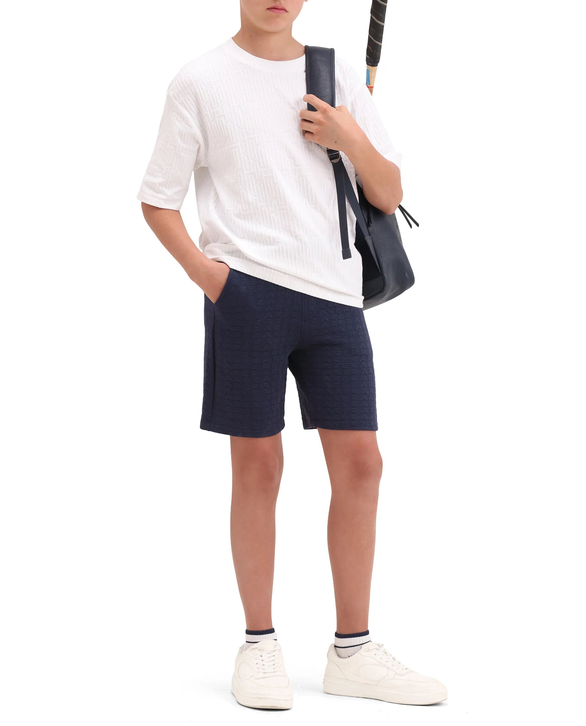 Rare Ones Kids Myrok-B Purple Polyester Blend Fabric Drawstring Closure Jacquard Regular Fit Shorts