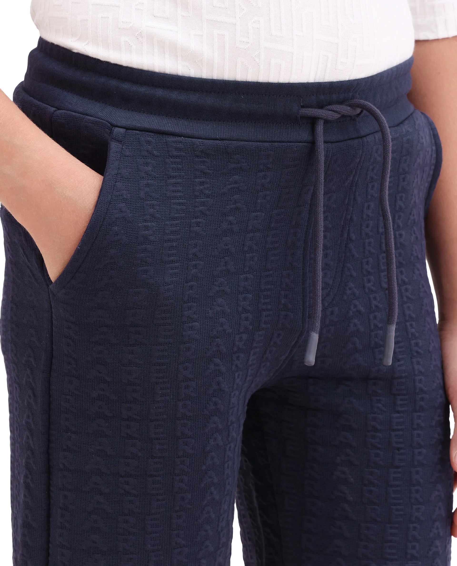 Rare Ones Kids Myrok-B Purple Polyester Blend Fabric Drawstring Closure Jacquard Regular Fit Shorts
