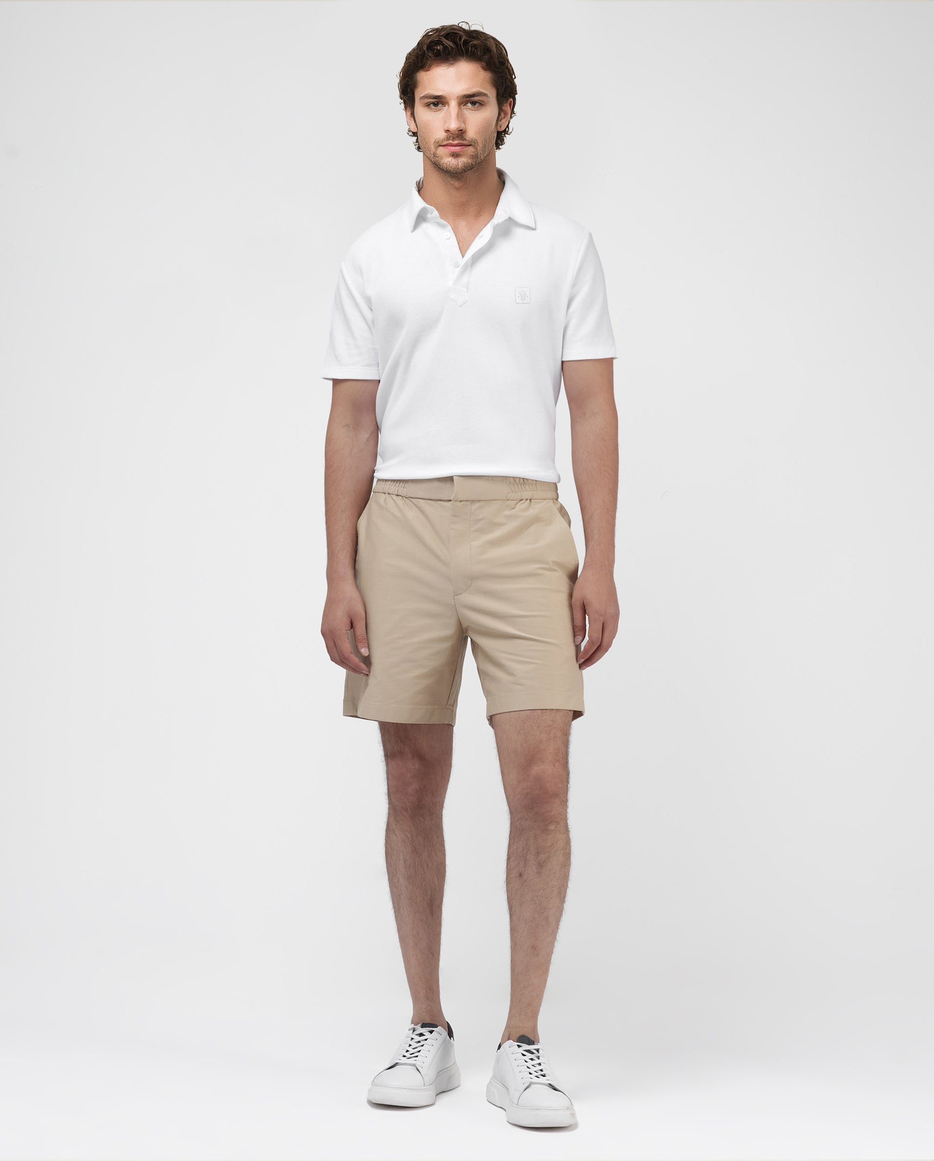 Rare Rabbit Mens Myka Khaki Cotton Elastane Fabric Button And Zip Closure Relaxed Fit Solid Shorts